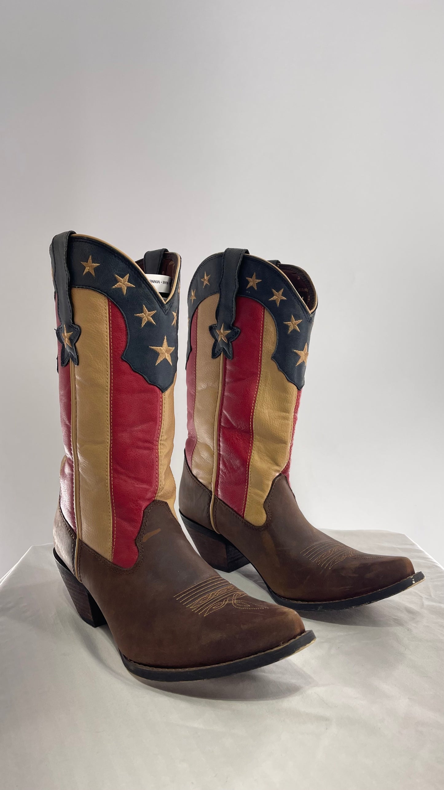 DURANGO Brown Leather Americana Flag Cowboy Boots (11)