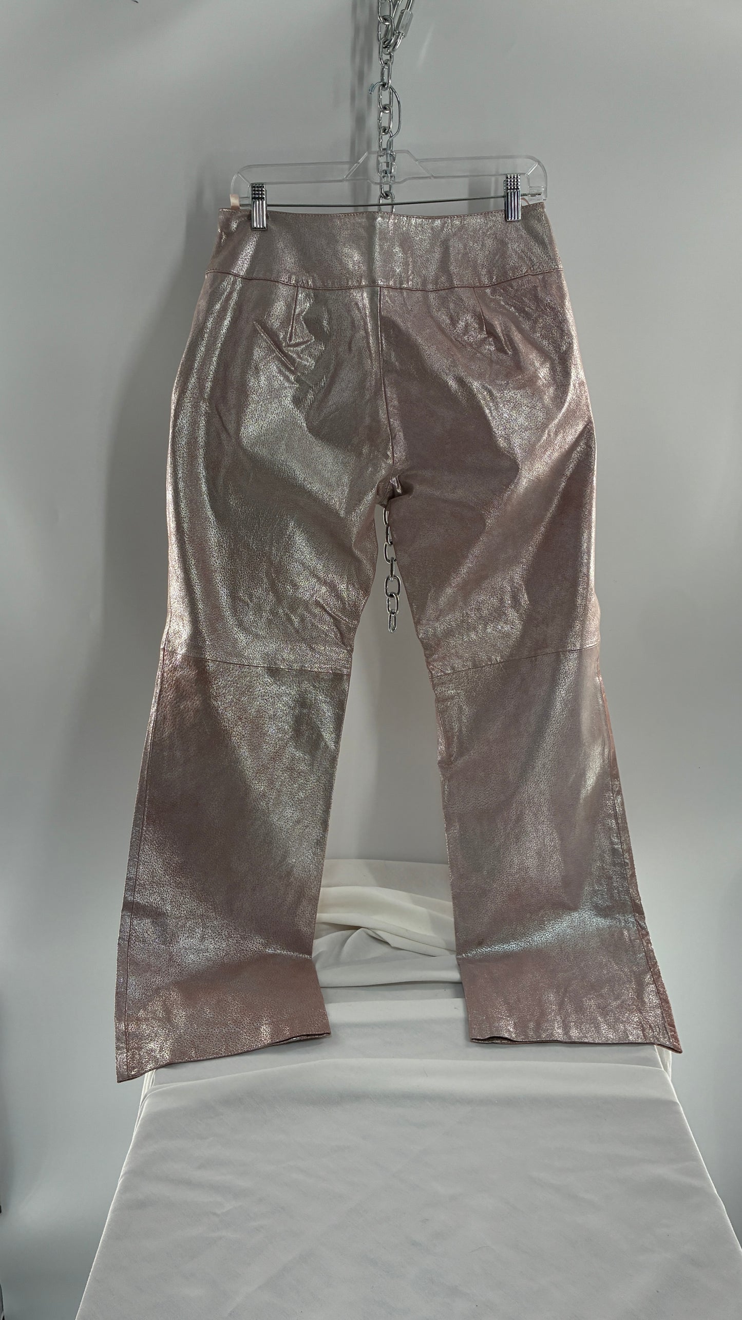 Vintage Deadstock METROSTYLE Pink Metallic Leather Low Rise Bottoms (12)
