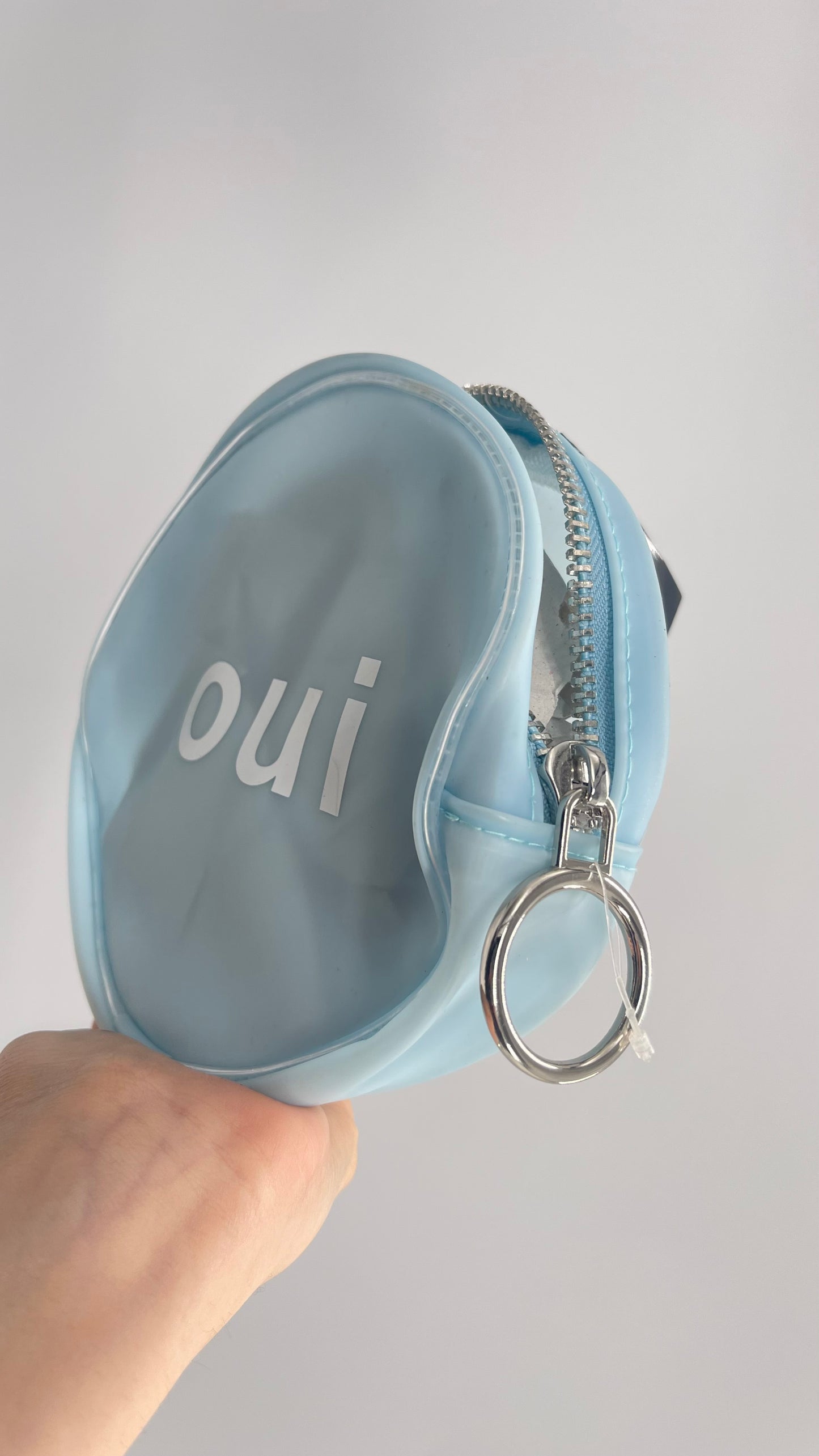 Oui Light Blue Plastic Circle Mini Bag with Heavy Duty Zipper