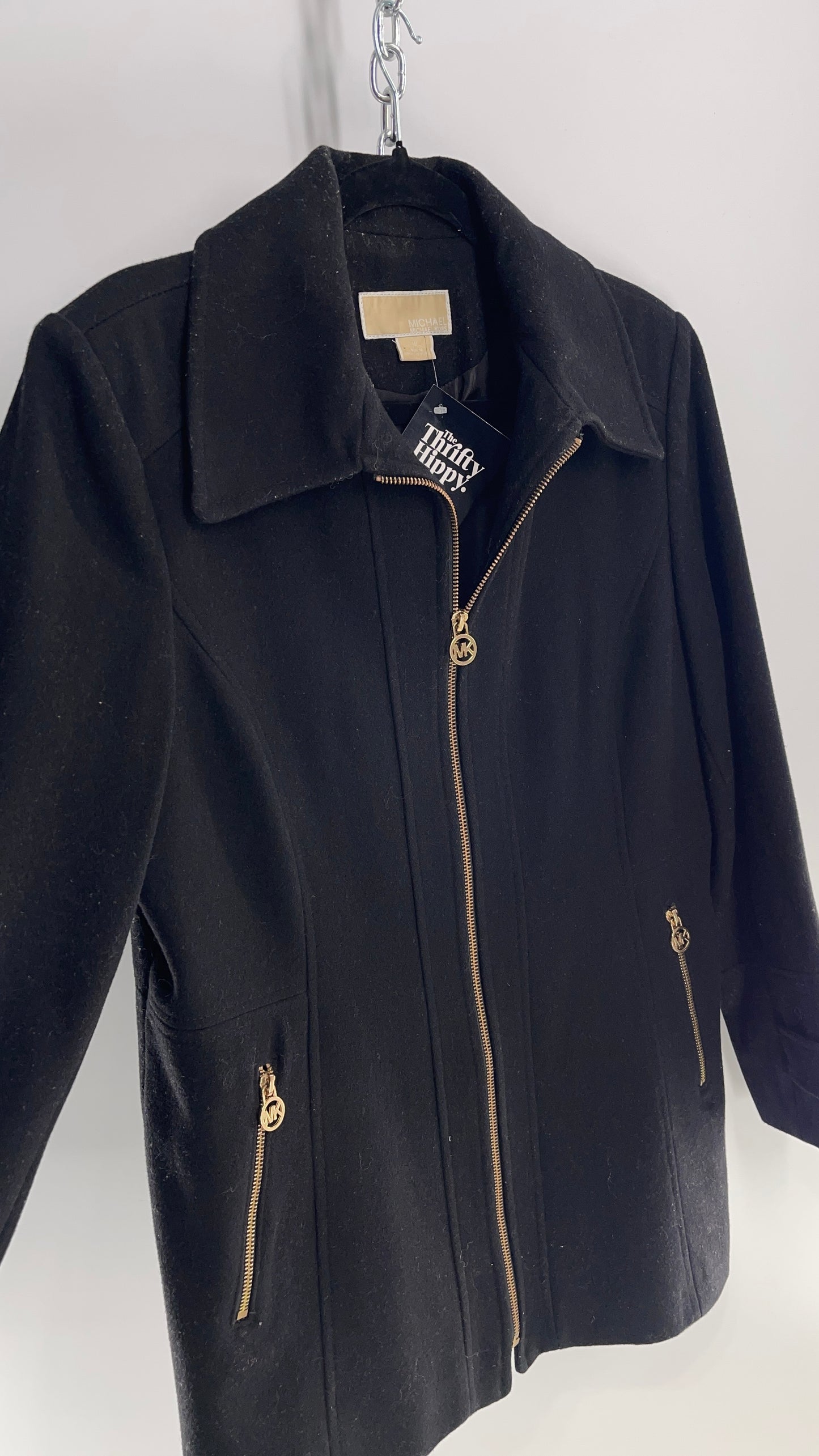 Michael Kors Black Wool Short Coat with Gold Details (14P)