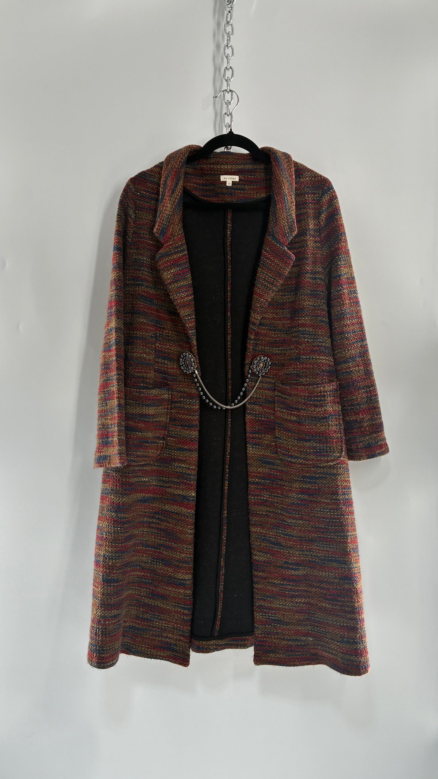 EN CRÈME Full Length Knit Overcoat (Large)
