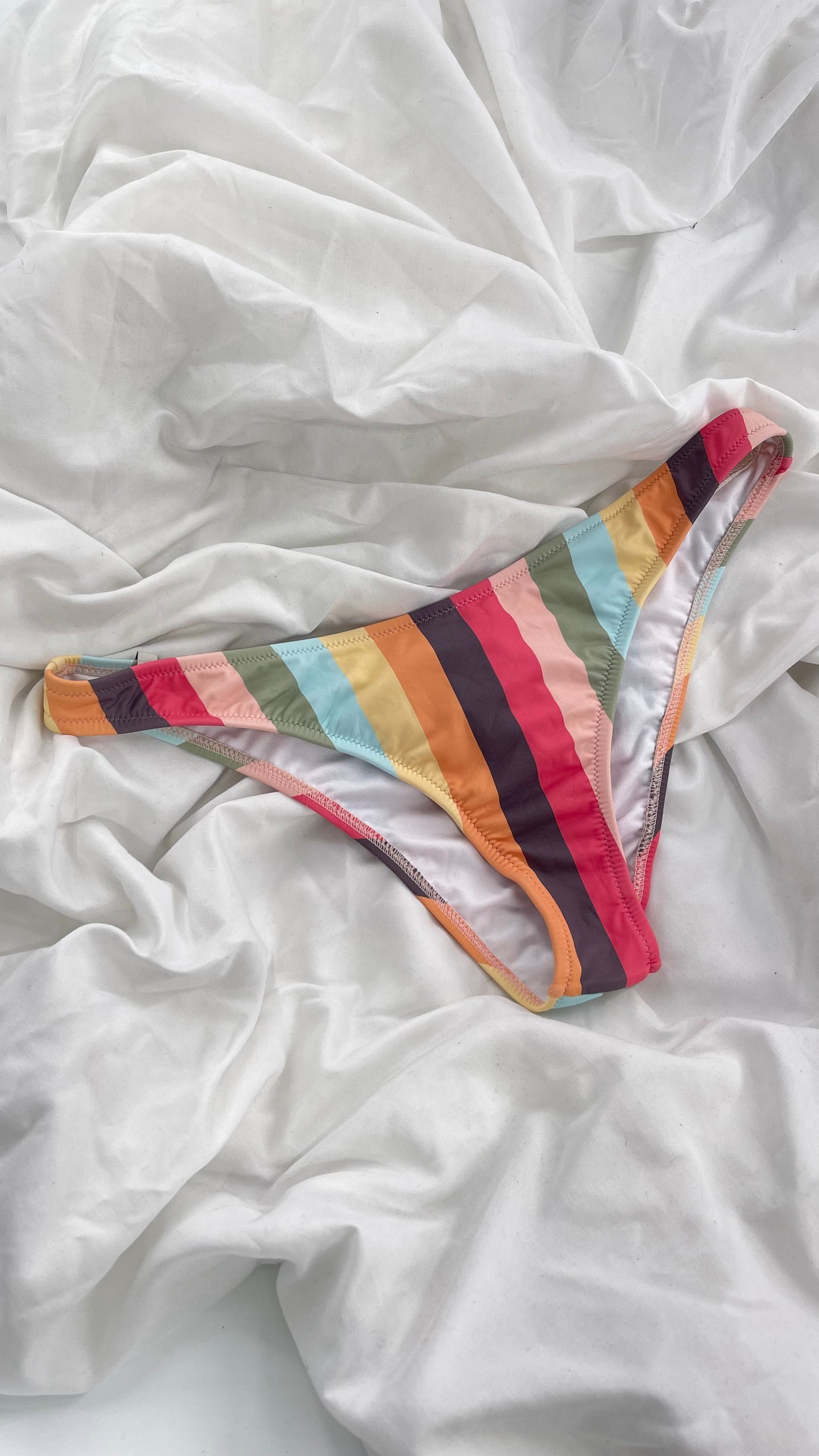 RHYTHM Colorful Striped Cheeky Swim Bottoms (XL)