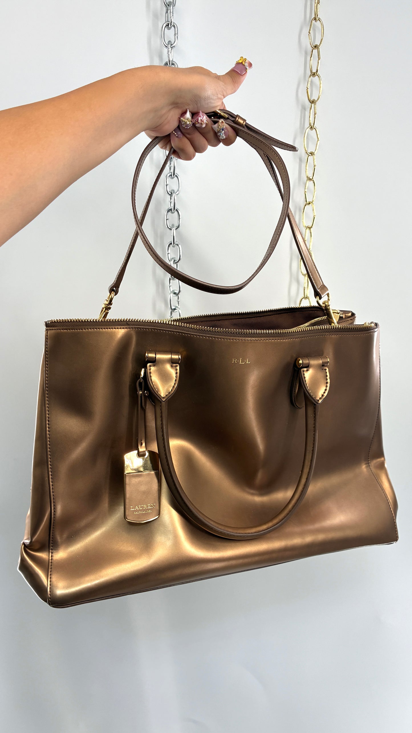 Vintage RALPH LAUREN Bronze Convertible Bag