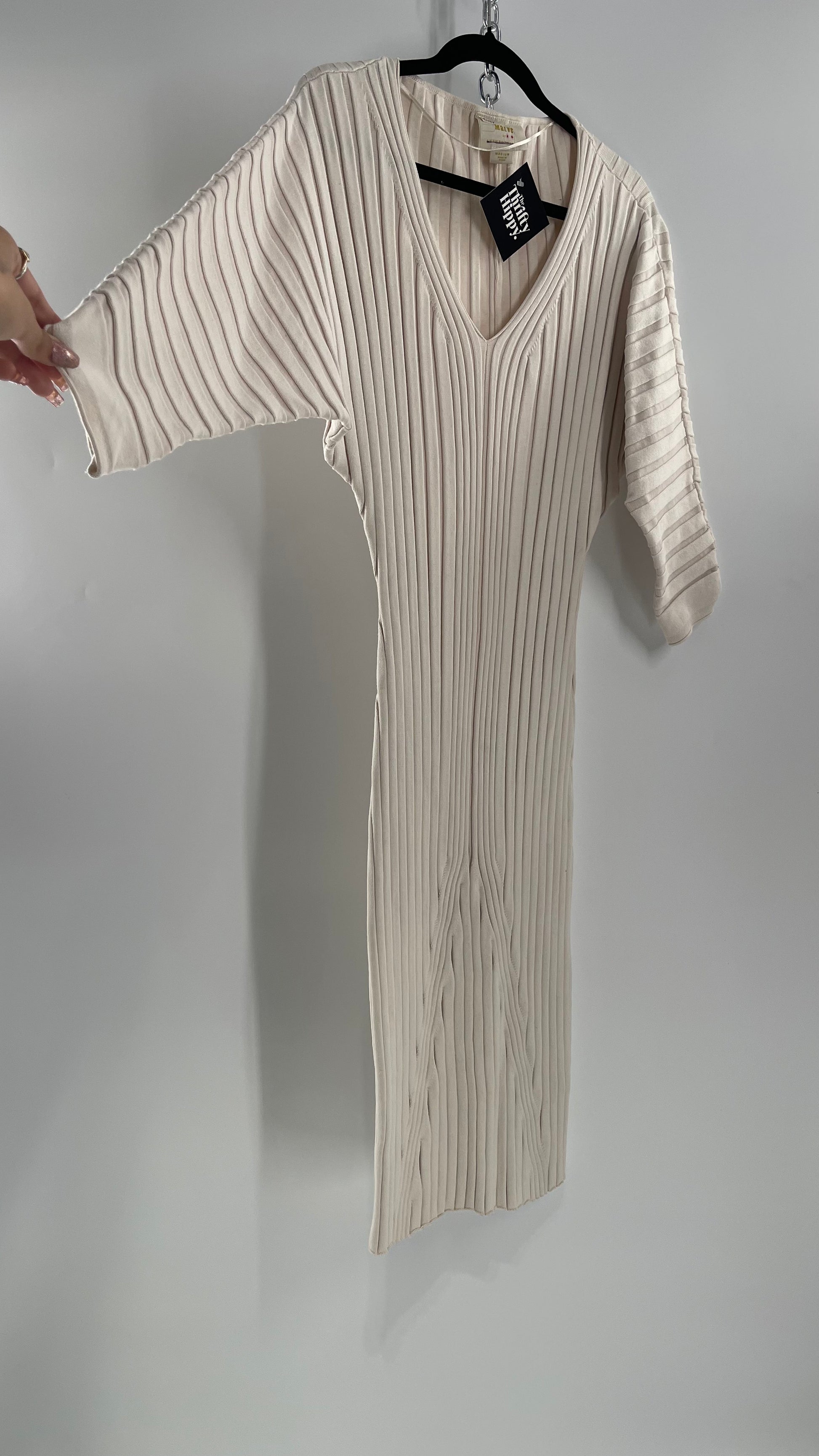 Maeve Anthropologie Beige Knit Midi Length Dress with Accentuating Pat The Thrifty Hippy Maeve Anthropologie Beige Knit Midi Length Dress with Accentuating Pat The Thrifty Hippy