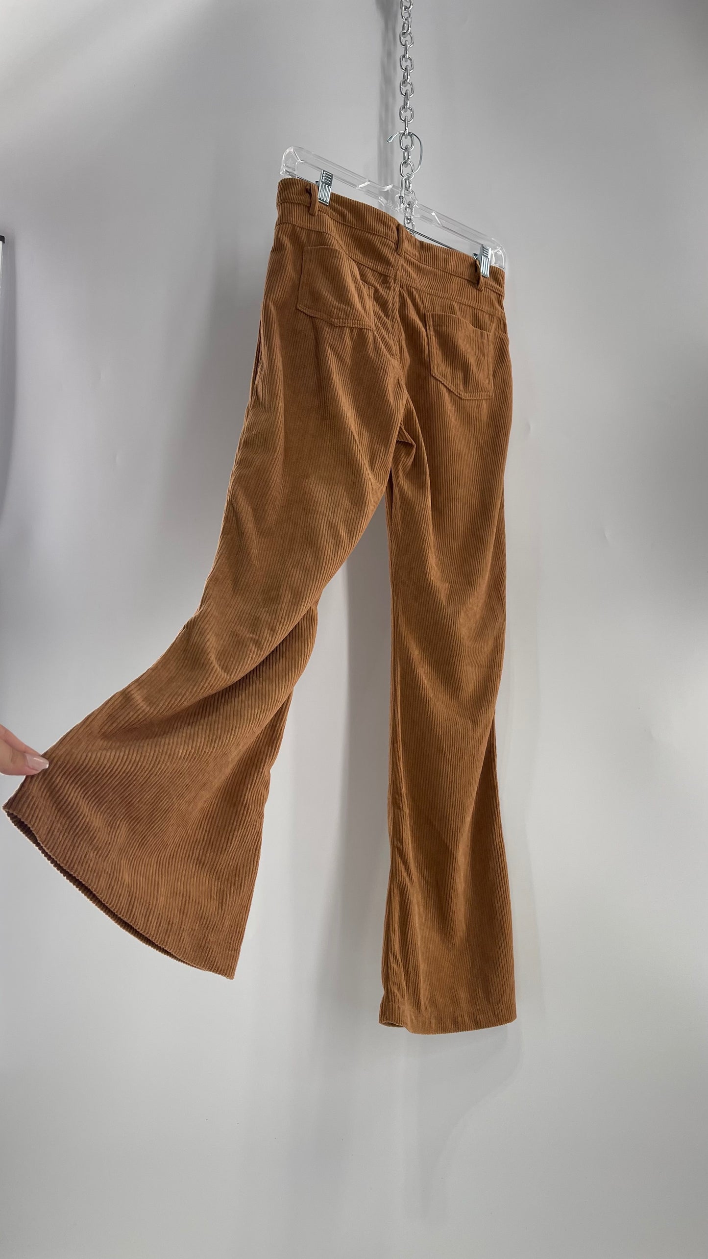 Brown/Tan Corduroy Flared Wide Legs  (Medium)