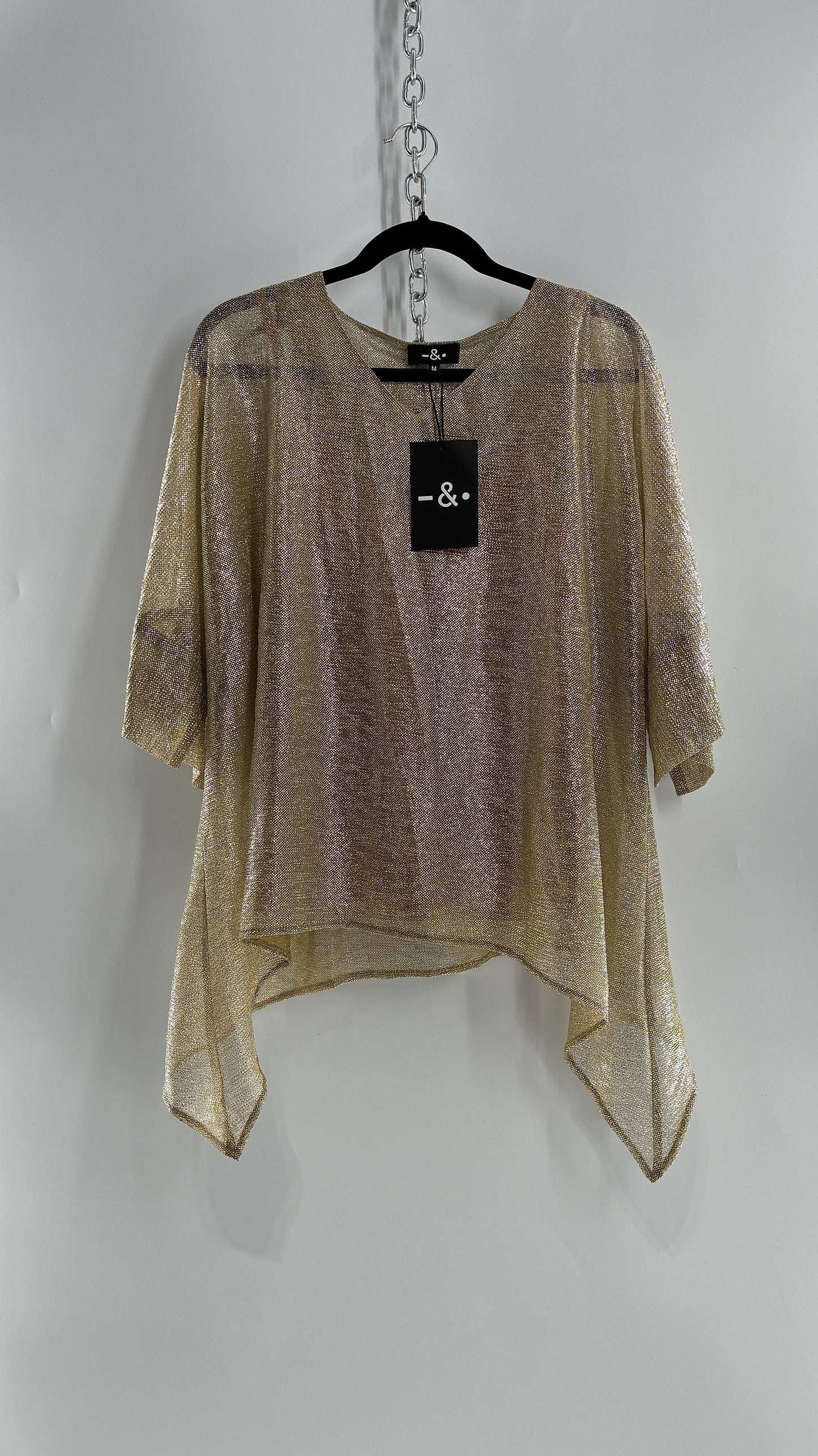 DASH & DOT Gold and Silver Metallic Shimmer Boxy Top with Tags Attached (Medium)