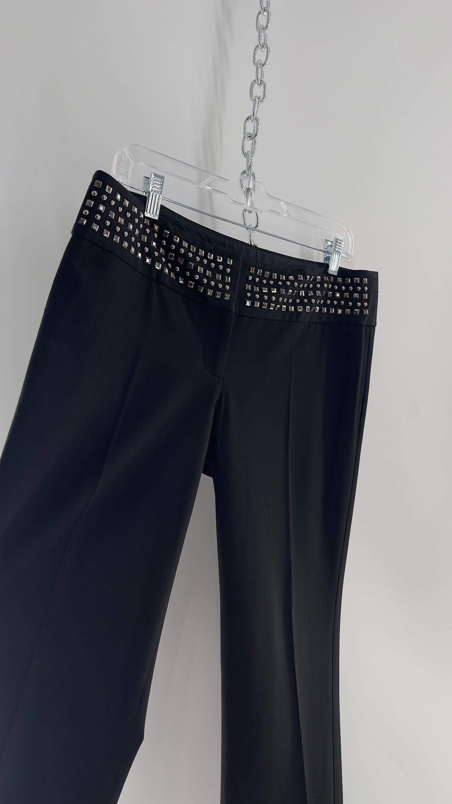 VINTAGE Express Black Low Waist Trouser with Studded Waistline and Kickflare Hem (8)