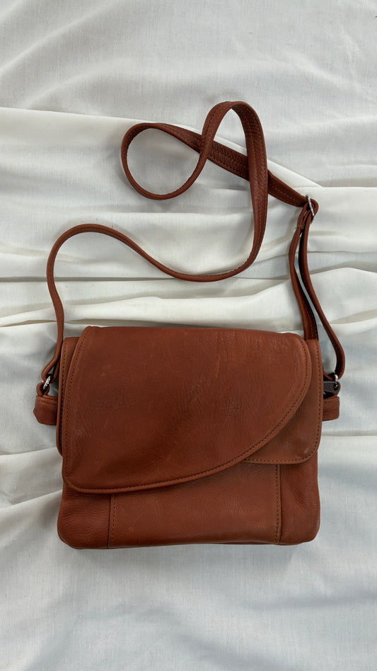 ELIE Genuine Leather Tulip Jr Handbag with Multiple Sections and Zippered Pockets