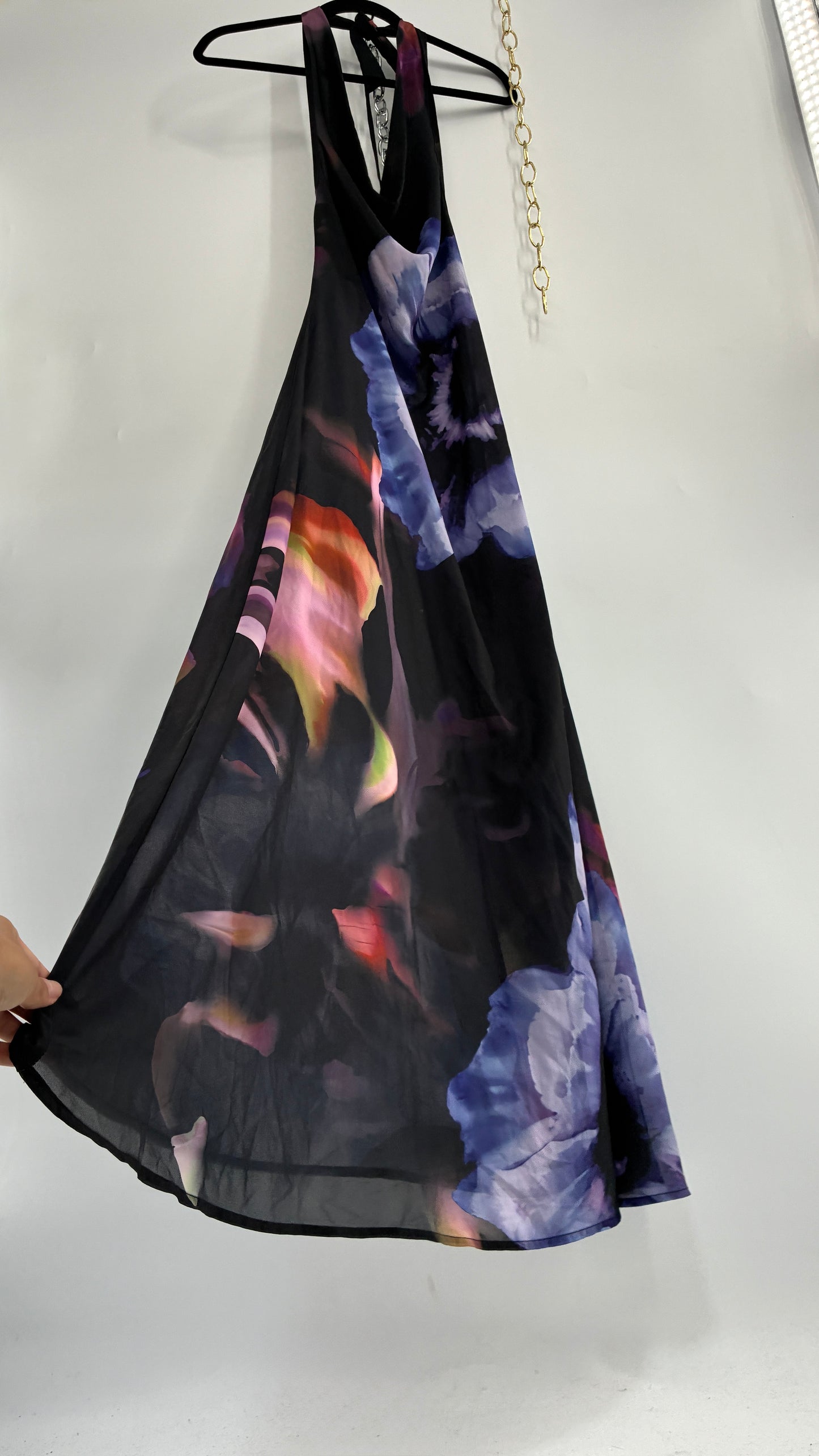 COMMENSE Halter Maxi Dress with Draped, Cowl Neck Design and Tags Attached (Small)