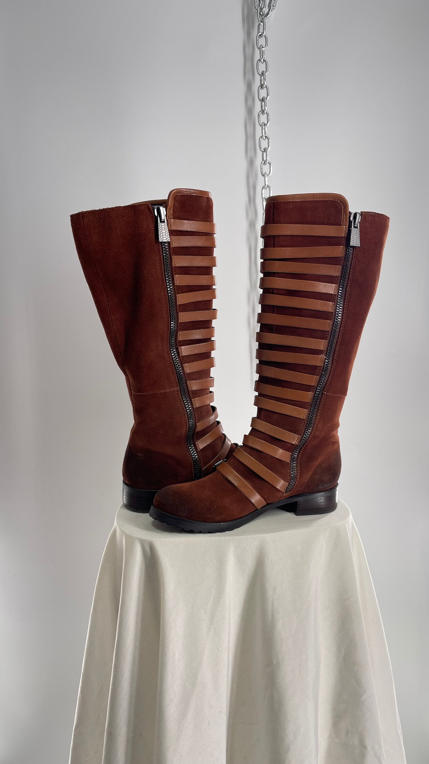 Deadstock Vintage LUXURY REBEL Suede Leather Buckle Boots (36)