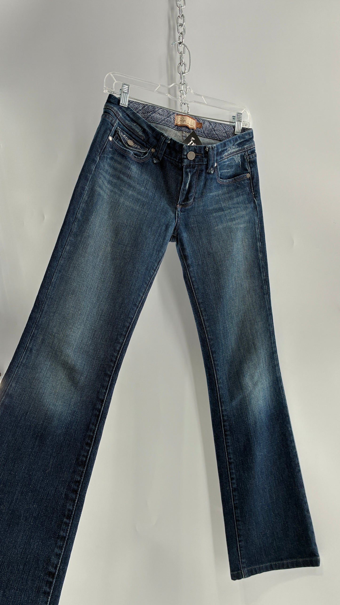 Vintage PAIGE Kick Flare Jeans with Embroidered Pockets (27)