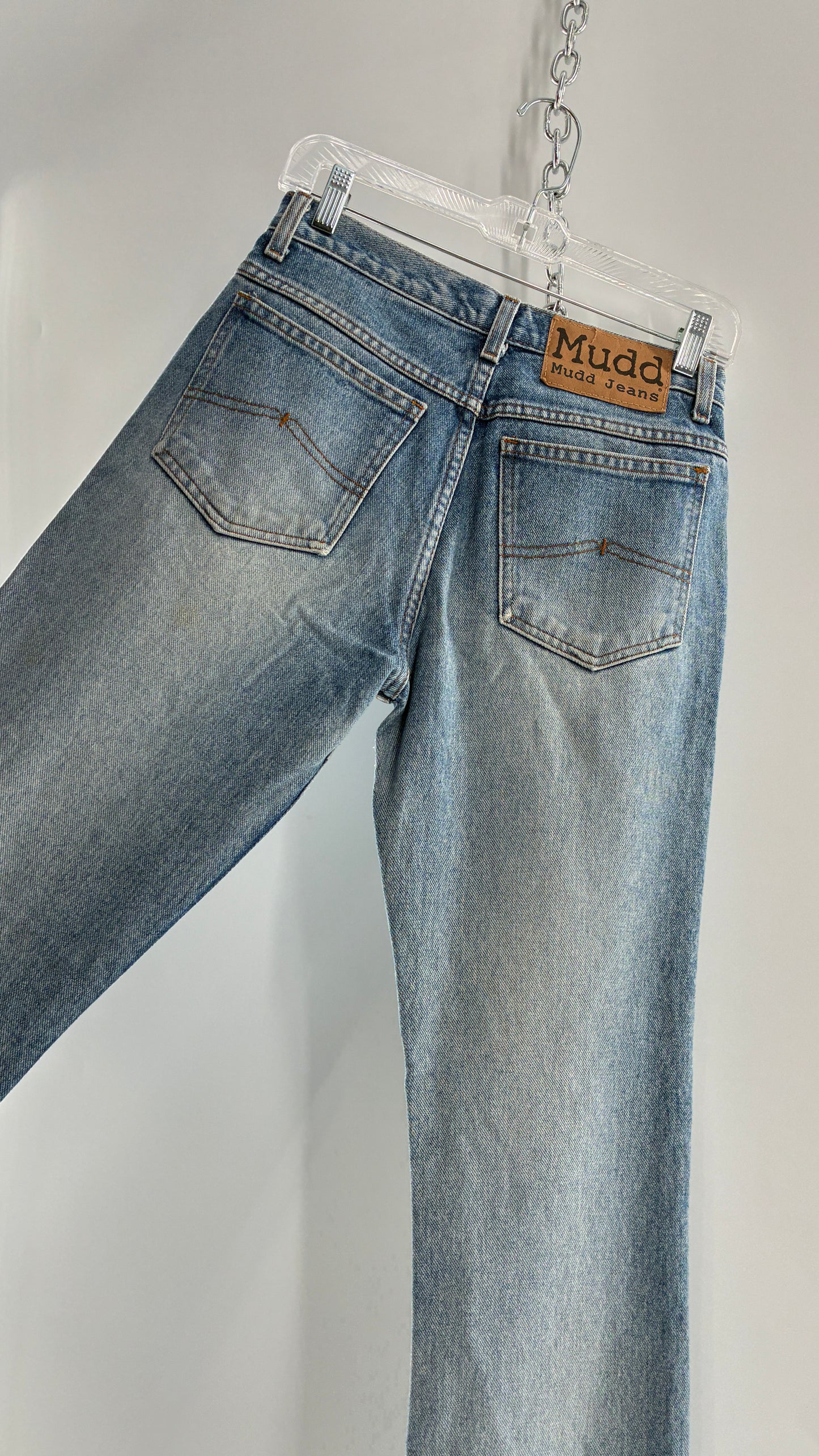 Vintage MUDD Light Wash Kick Flare Jeans with Oversized Jacron (7)