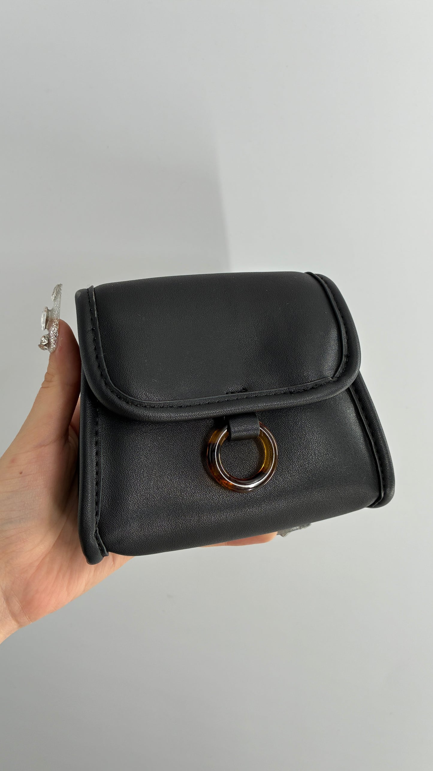 Black Leather Belt Bag
