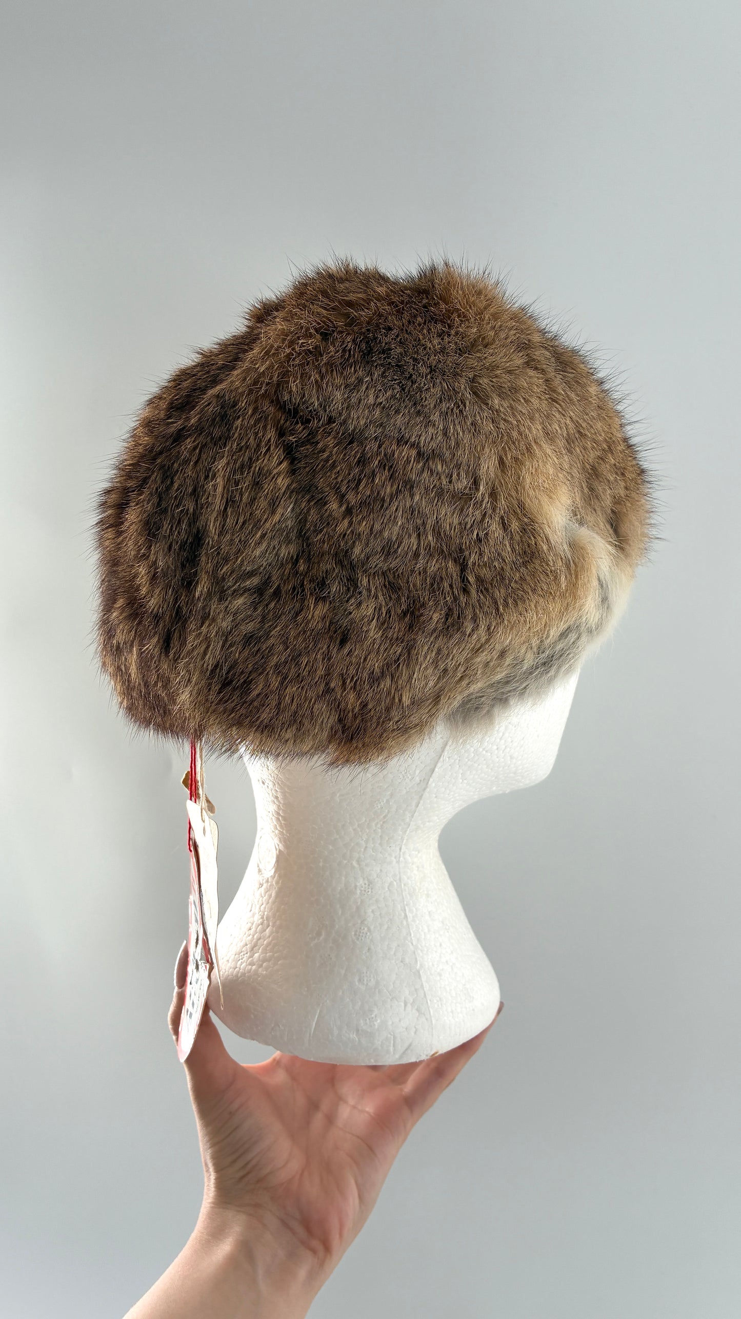 Deadstock Vintage 1960s ADOLFO II New York Paris Genuine Rabbit Fur Capulet Hat