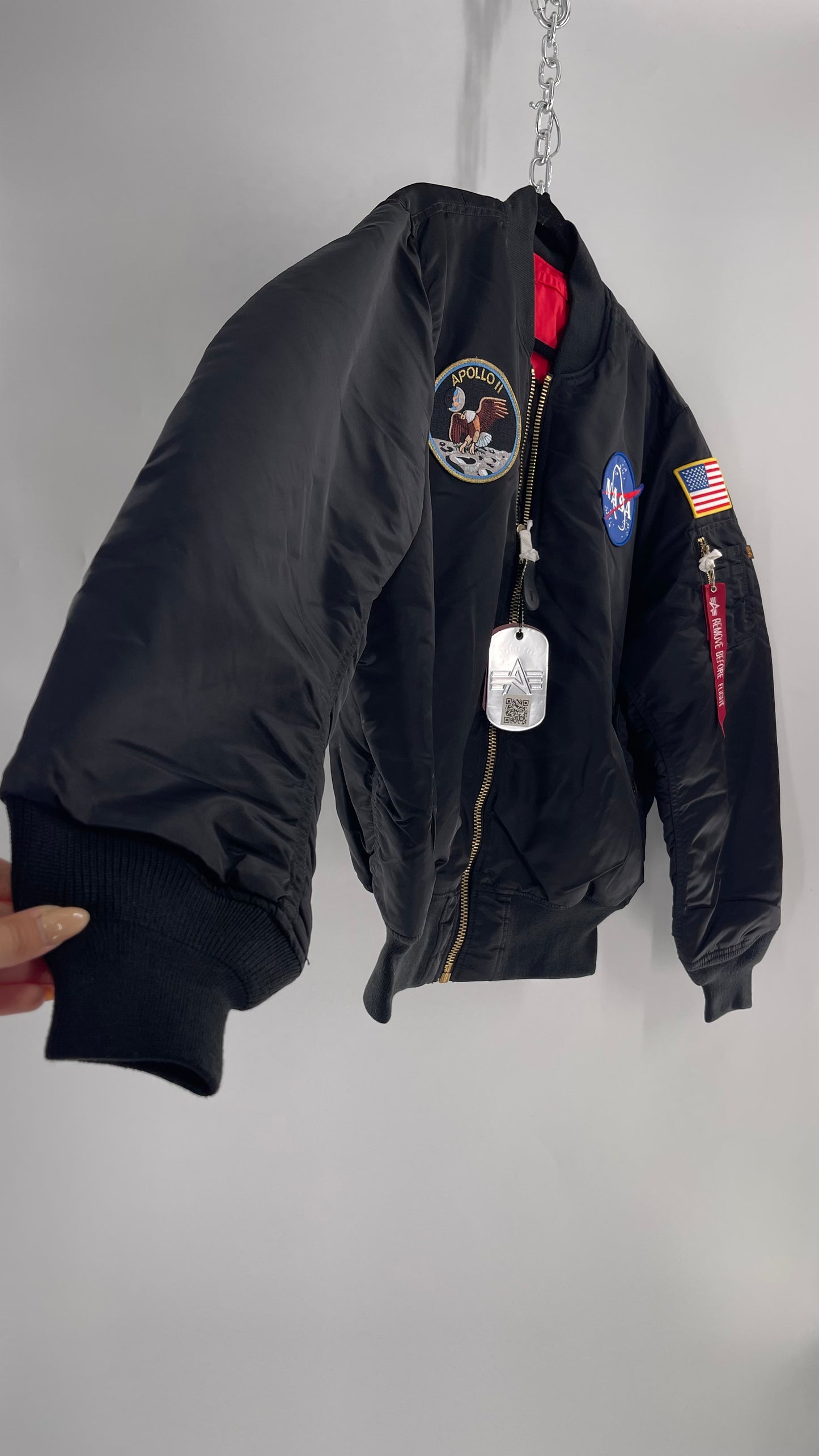 NASA Black Bomber Jacket with Tons of Patches Never Worn with Tags (XXL)