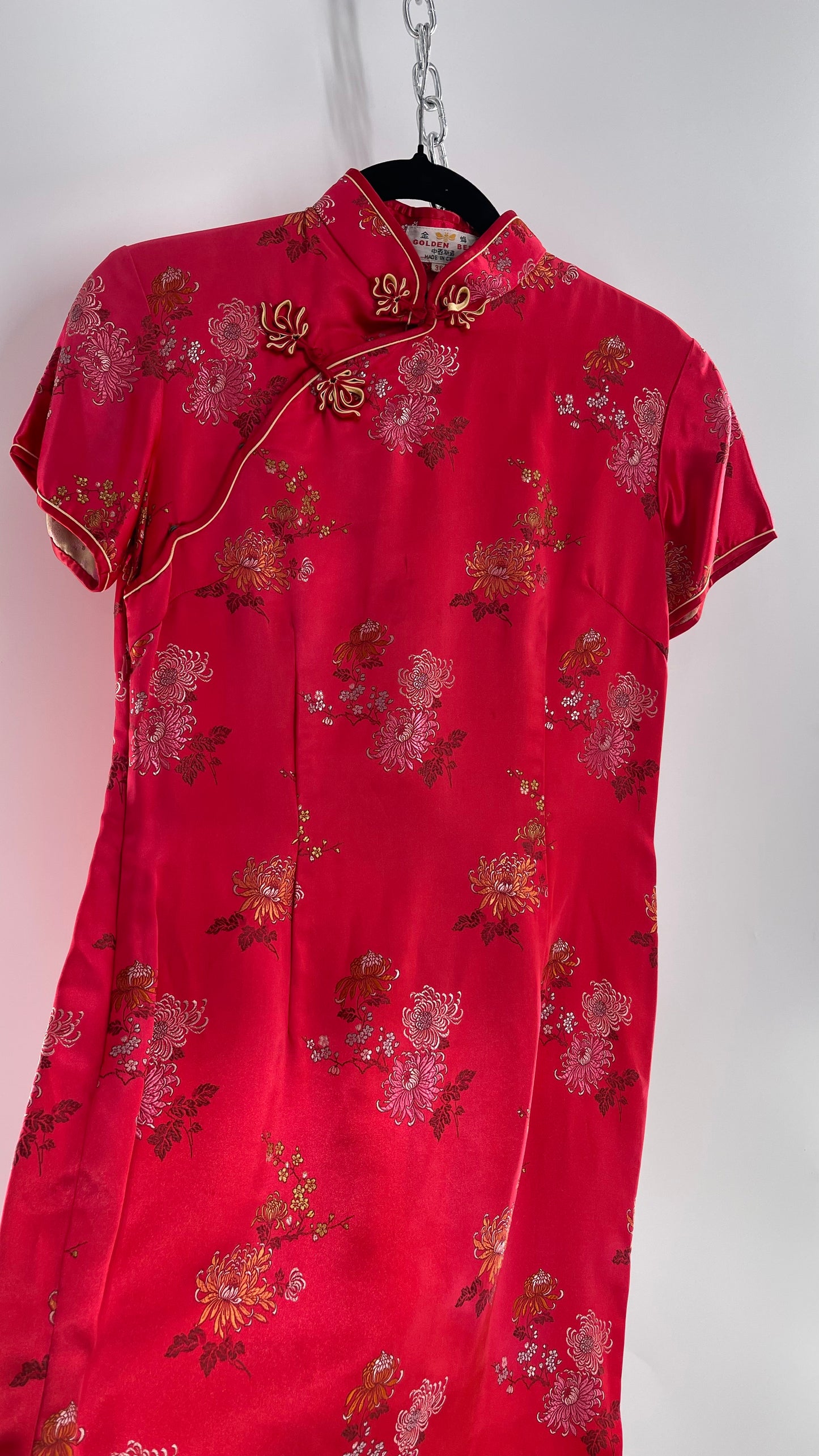 Vintage Golden Bee Silk Chinese QiPao  (C) (36)