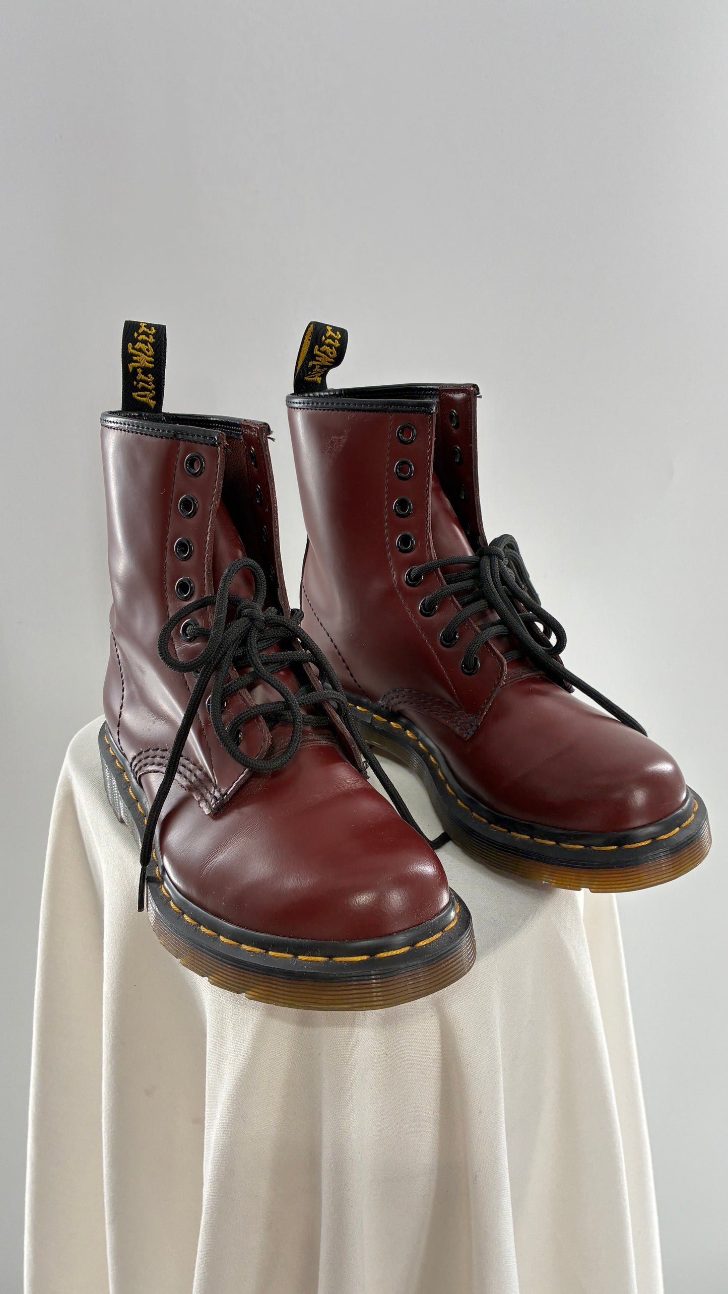 Vintage Dr. Martens Burgundy Maroon Combat Boots (6L)