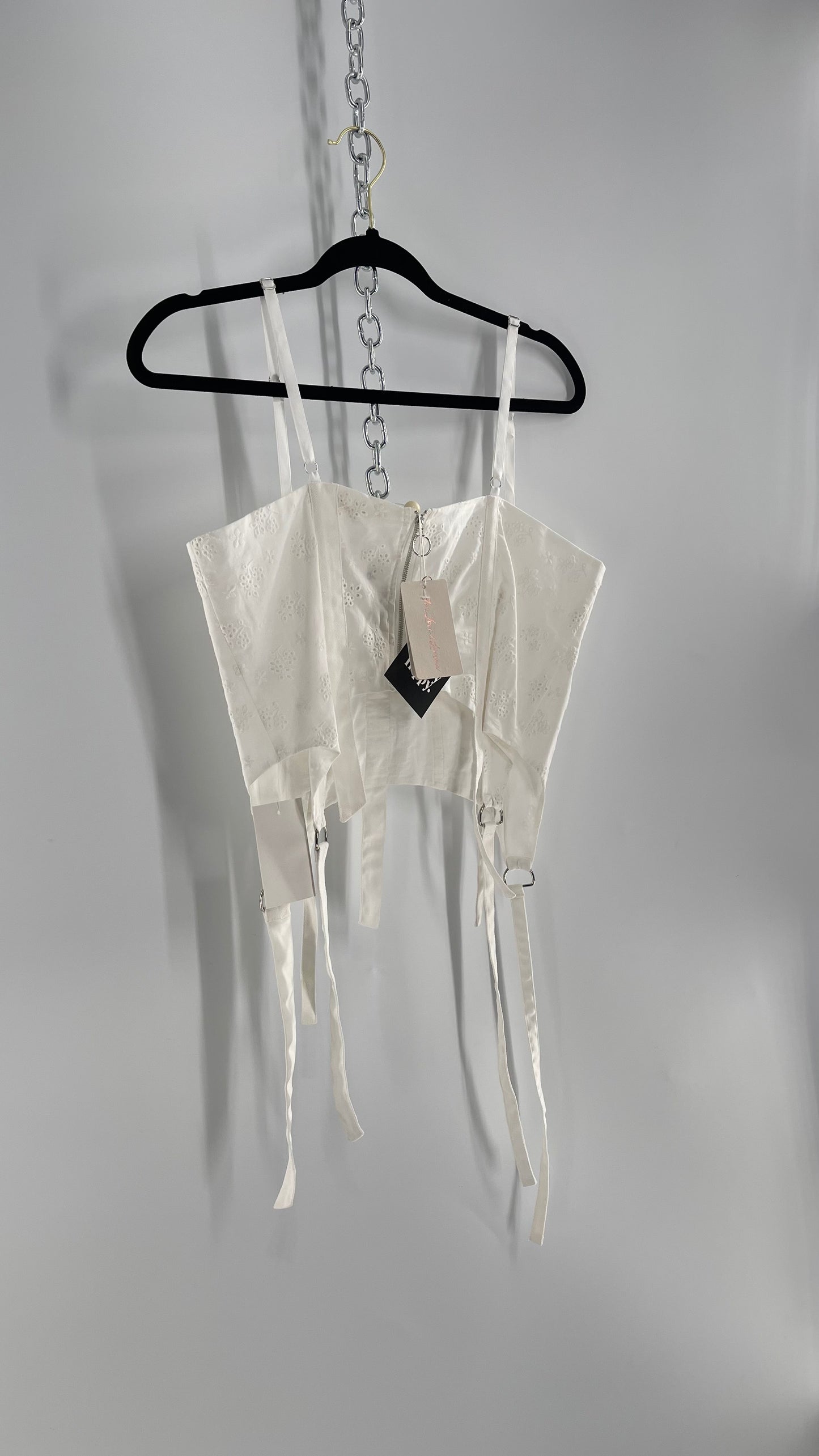 For Love and Lemons White Eyelet Lace Corset with Tags Attached (Large)