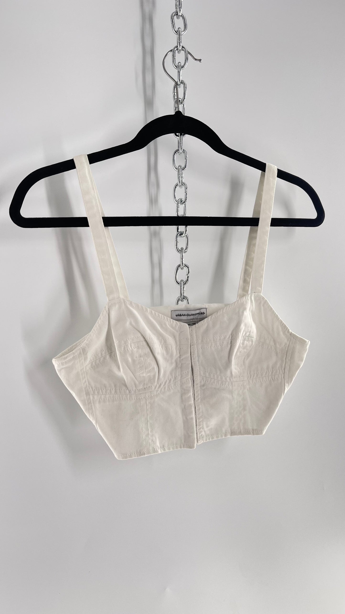 Urban Outfitters White Denim Eyelet Closure Corset Front (M)