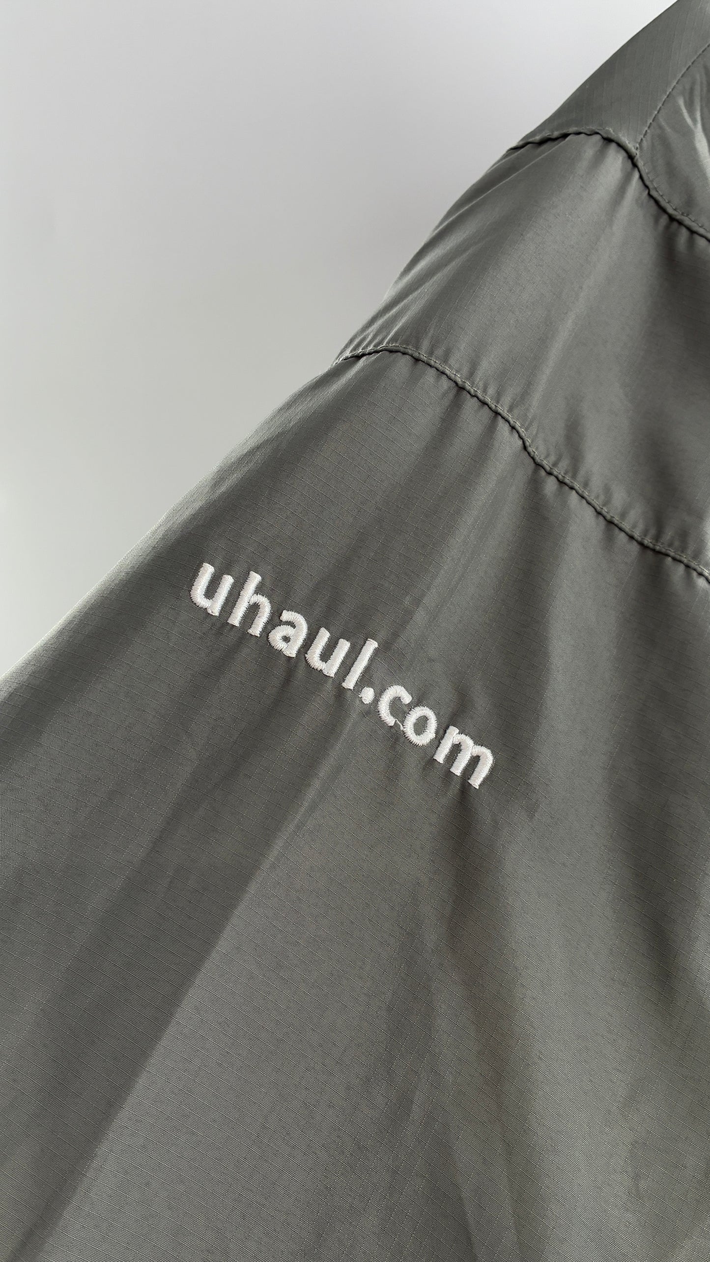 Vintage U-HAUL Embroidered Grey Wind Breaker (Medium)