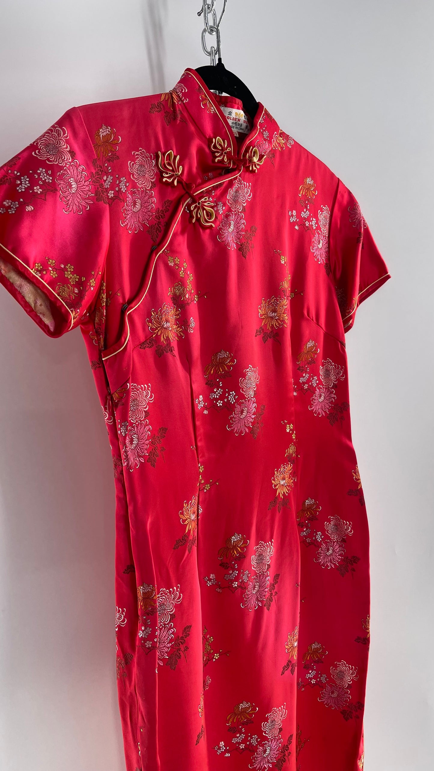 Vintage Golden Bee Silk Chinese QiPao  (C) (36)