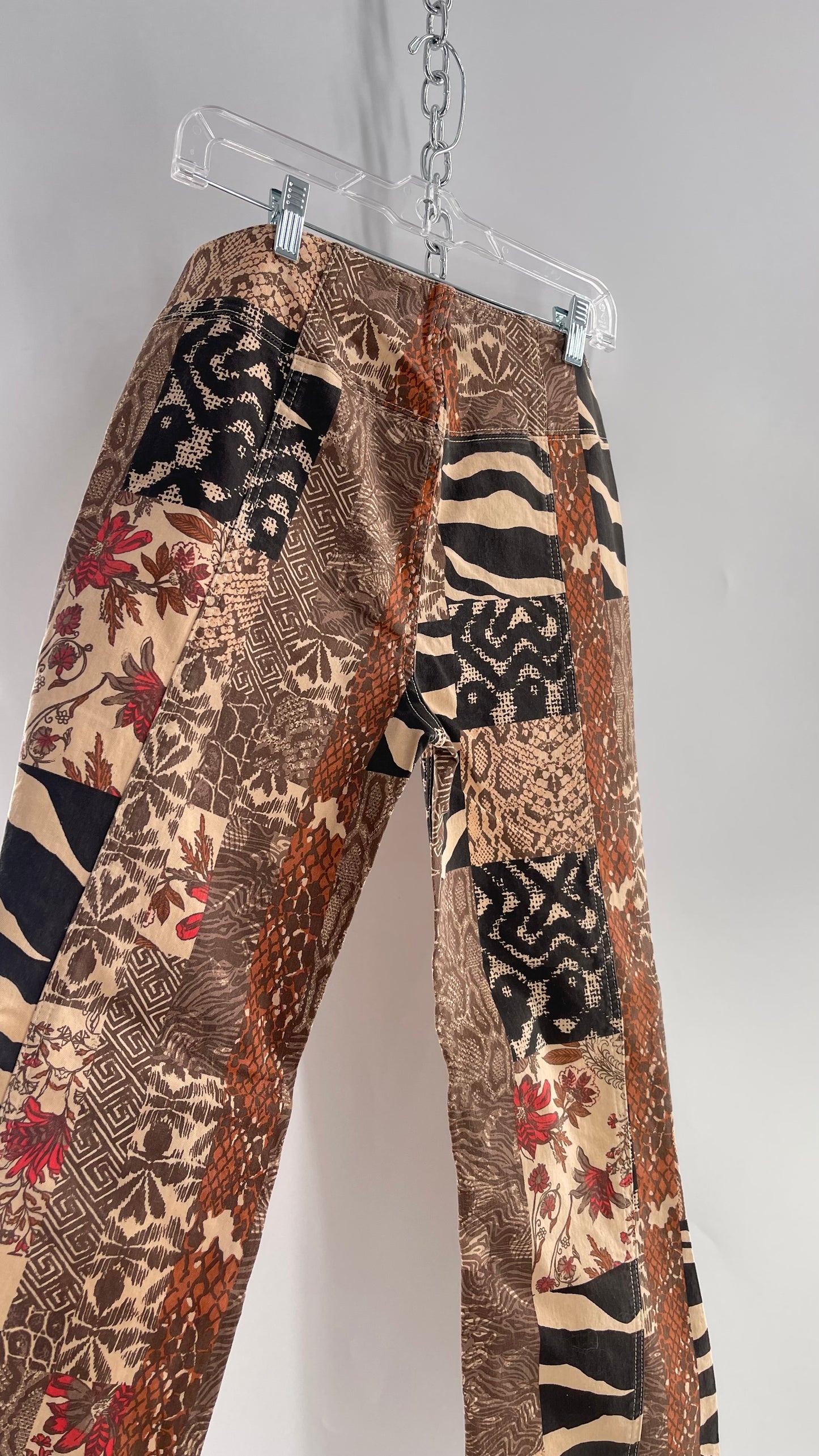 Animal Print Patchwork Graphic Low Waisted Kickflares Free People We The Free (30)