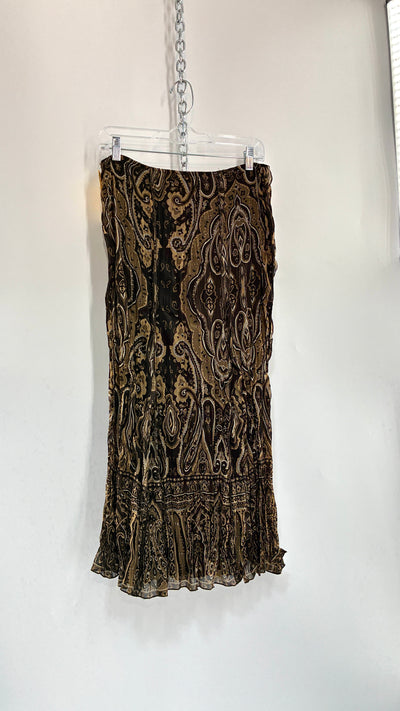 Deadstock Vintage AUGUST SILK Crimped Neutrals Paisley Skirt (12)