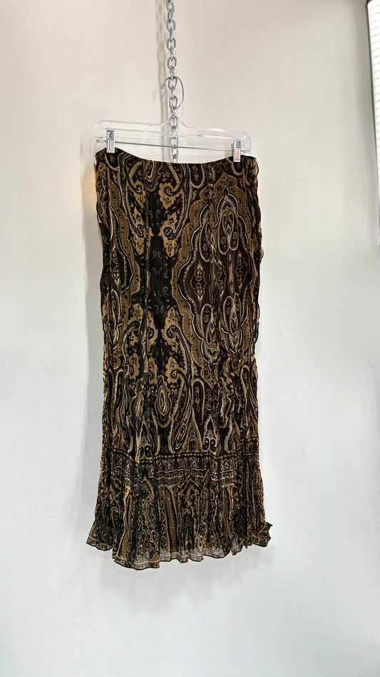 Deadstock Vintage AUGUST SILK Crimped Neutrals Paisley Skirt (12)