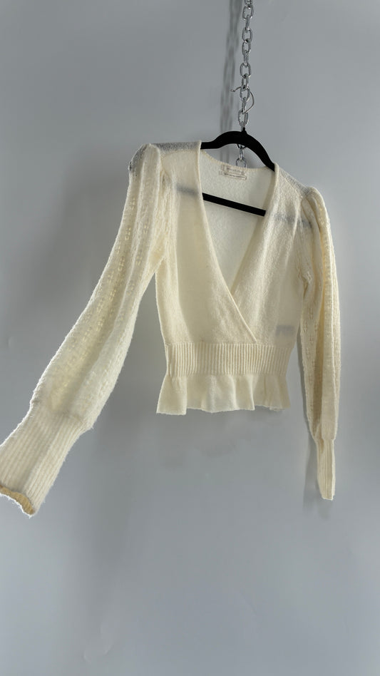 Urban Outfitters Ballerina Cross Over Bubble Sleeve Knit Top (XS)