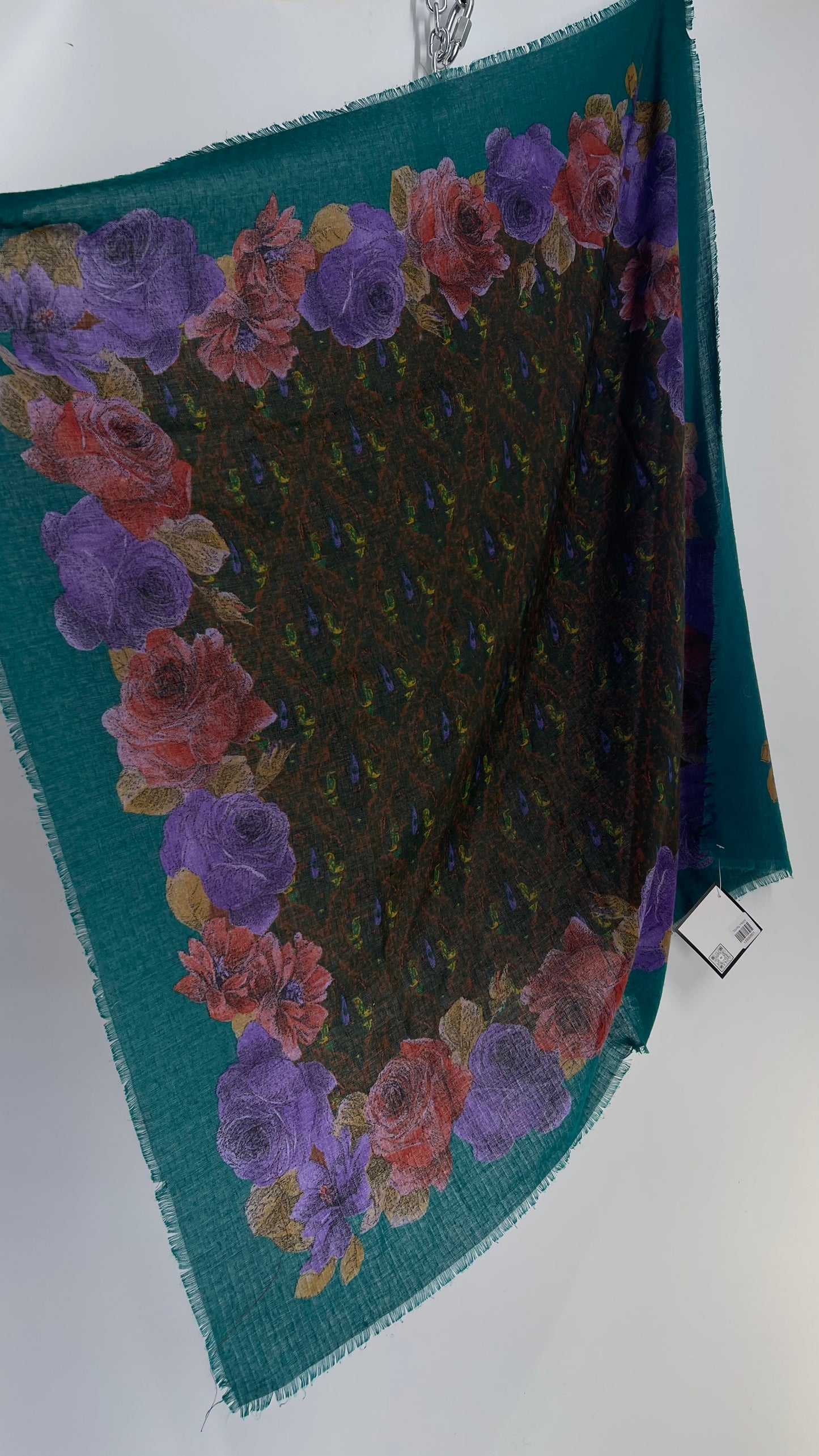 Vintage Jewel Tone Floral Scarf