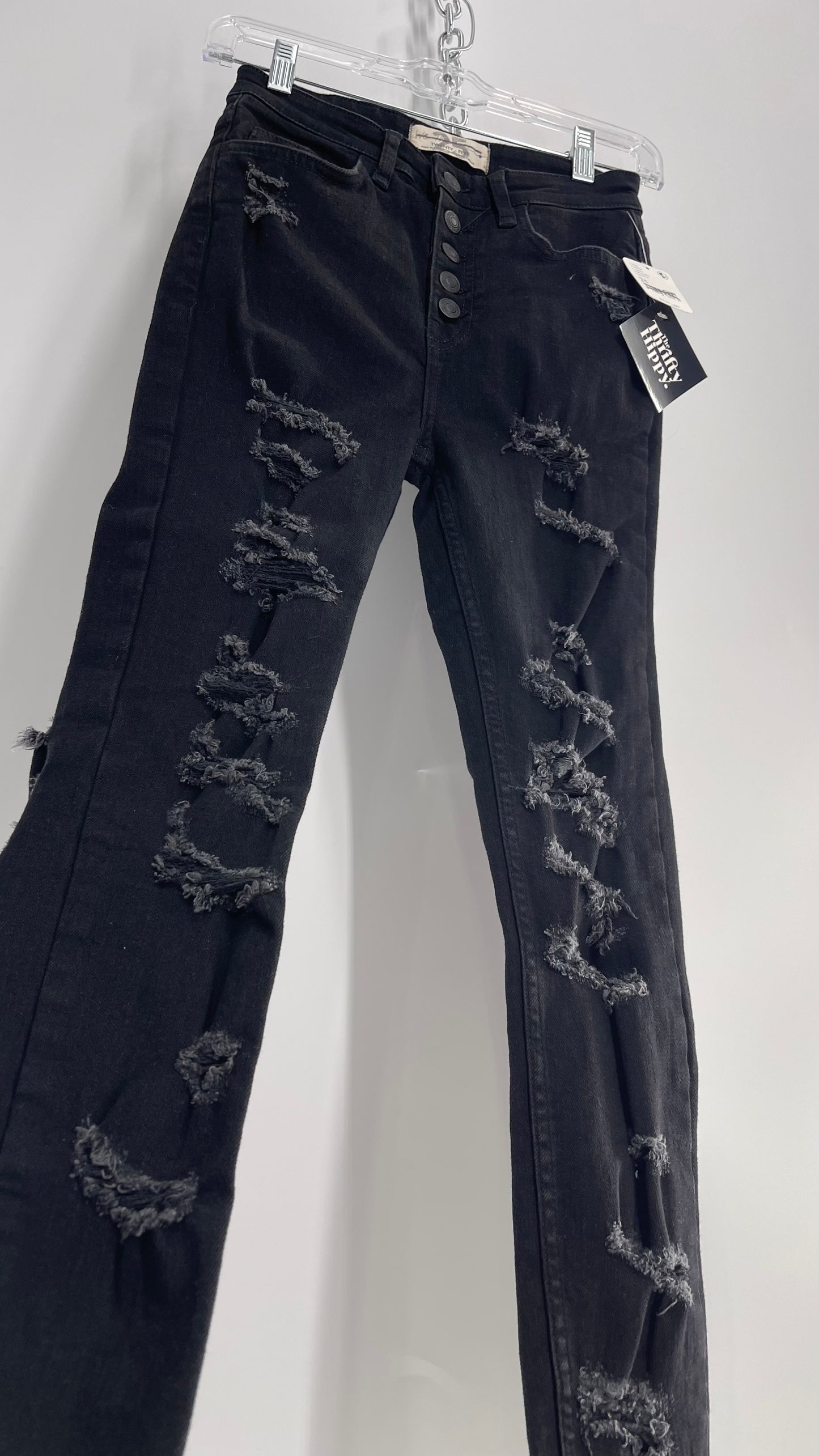 Free People Distressed Dark Gray Jeans with Tags Attached (25)