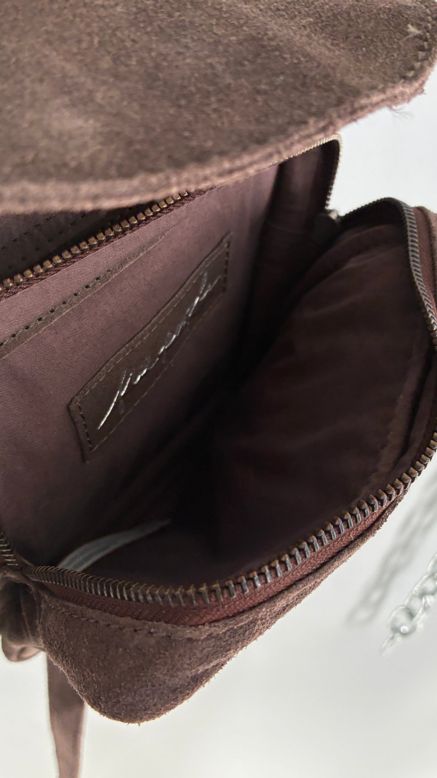 Free People Brown Suede Leather Crossbody Pouch Purse