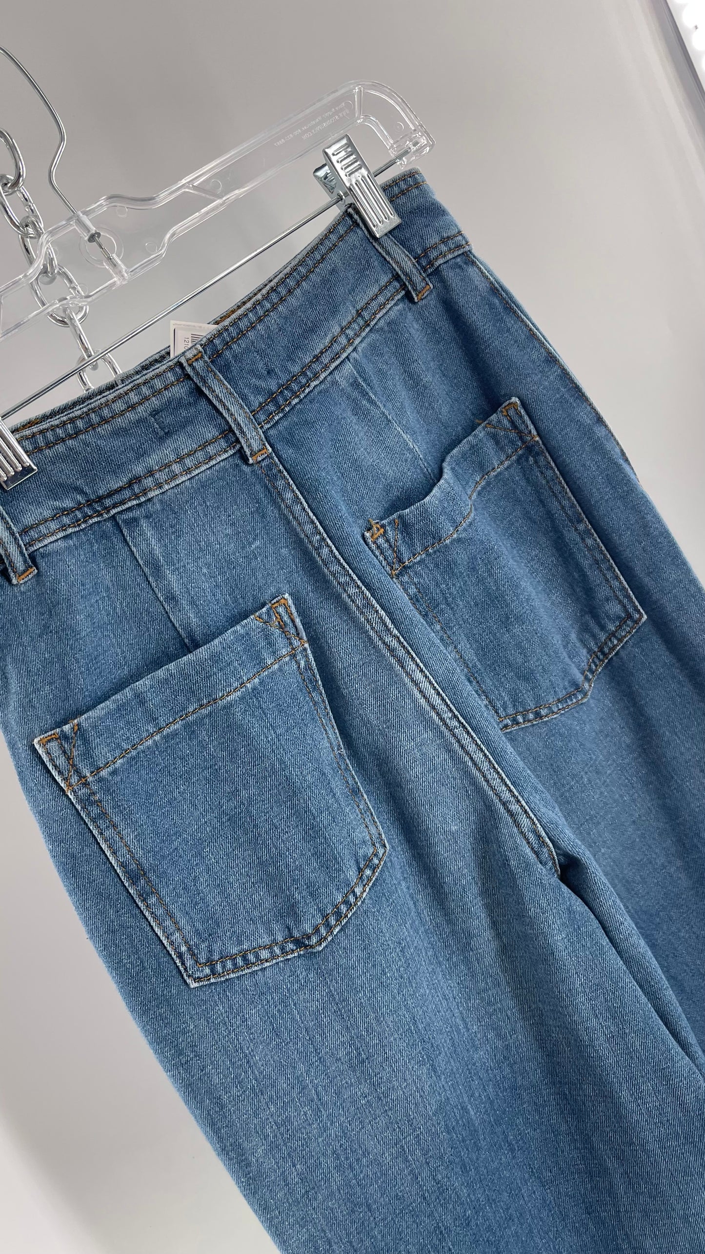 Free People Light Wash High Waisted Wide Leg Jeans (25)