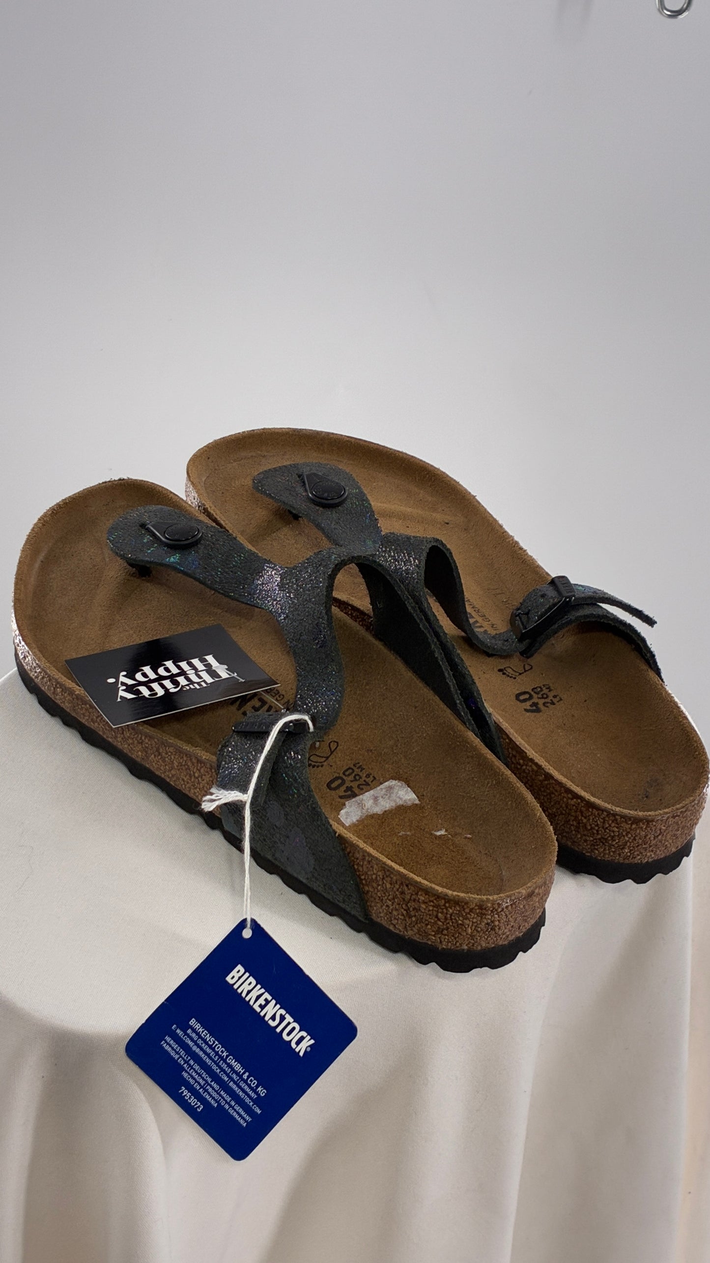BIRKENSTOCK Sandal Iridescent Navy Thong Sandal with Tags Attached (40)