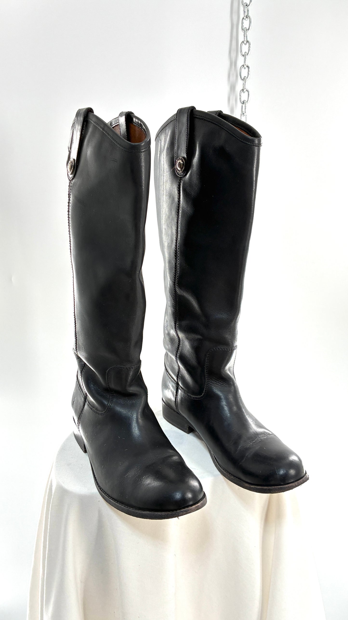 Vintage FRYE Melissa Tall Black Genuine Leather Boots Made in Mexico (8)