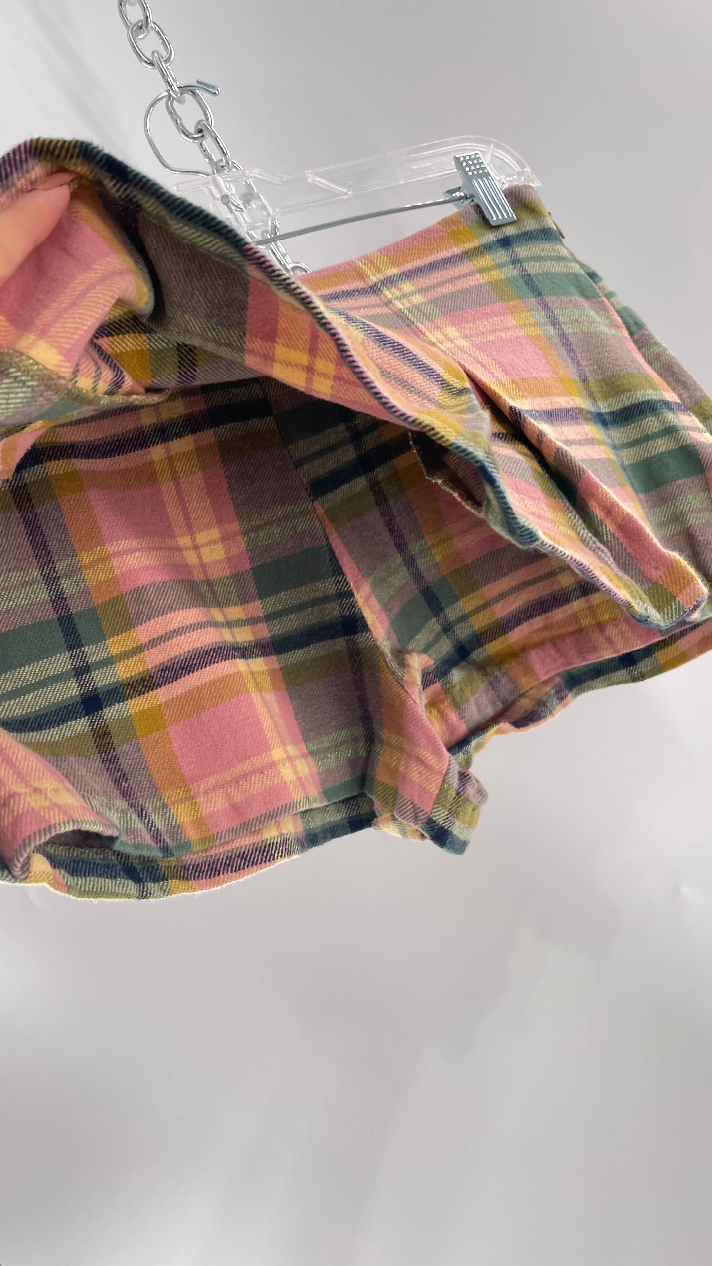 Free People Pink Plaid Pleated Micro Mini Skort with Tags Attached (4)