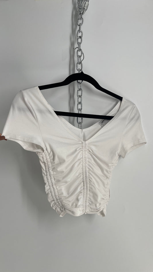 Urban Outfitters White Ruched T Shirt (Small)
