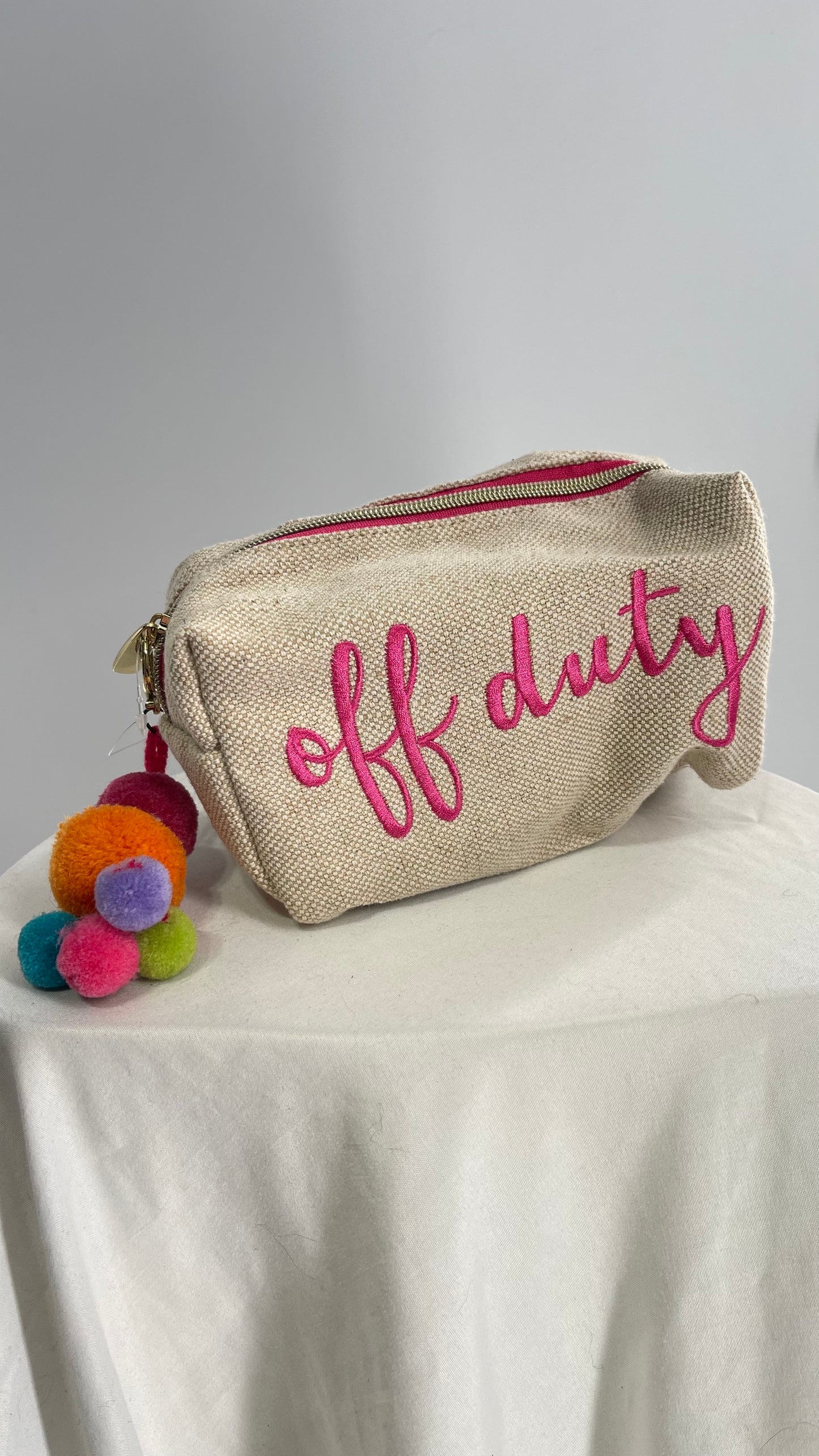 Anthropologie Off Duty Embroidered PomPom Summer Bag