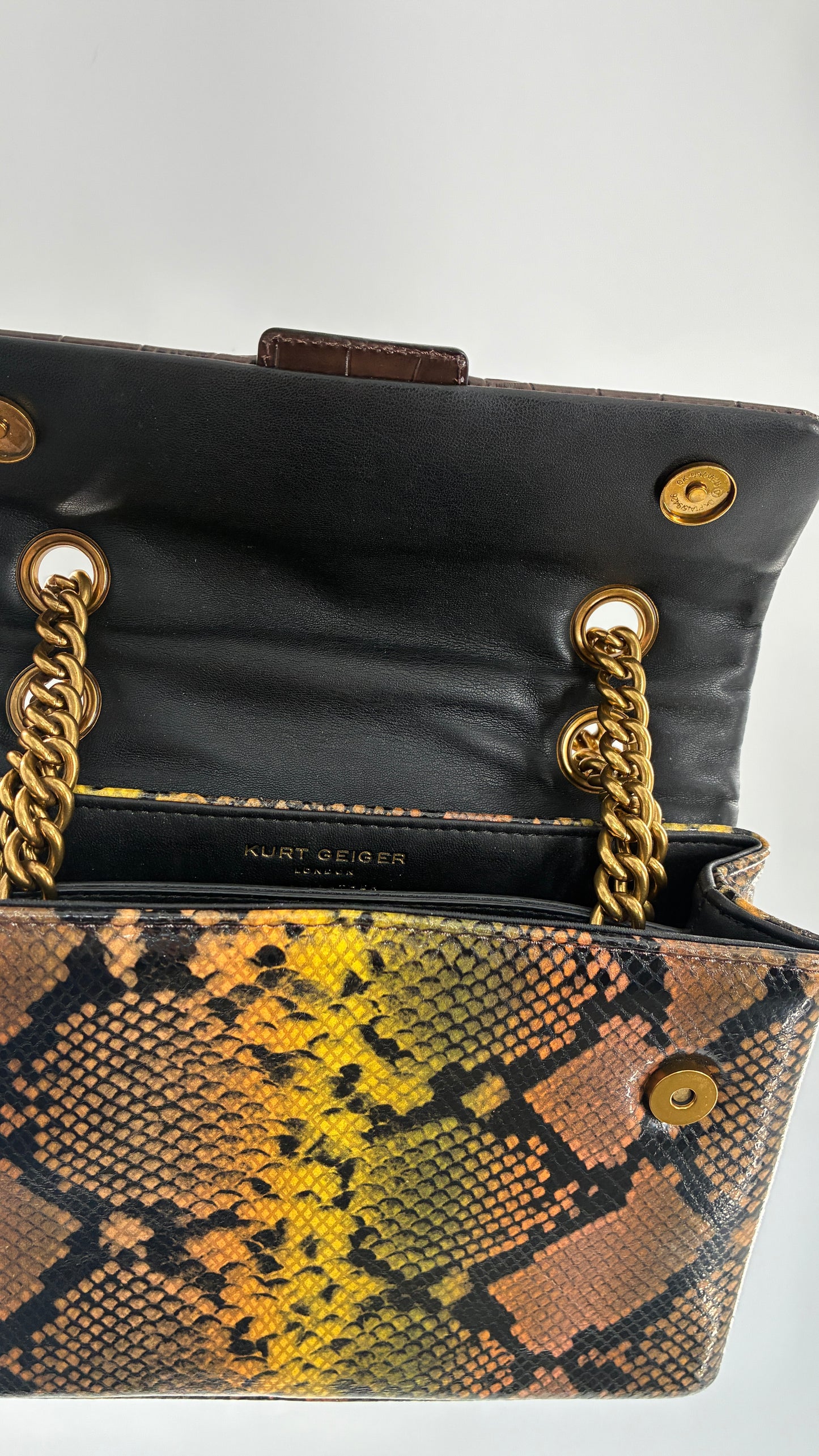 KURT GEIGER London Kensington Croc and Python Embossed Leather Crossbody Bag