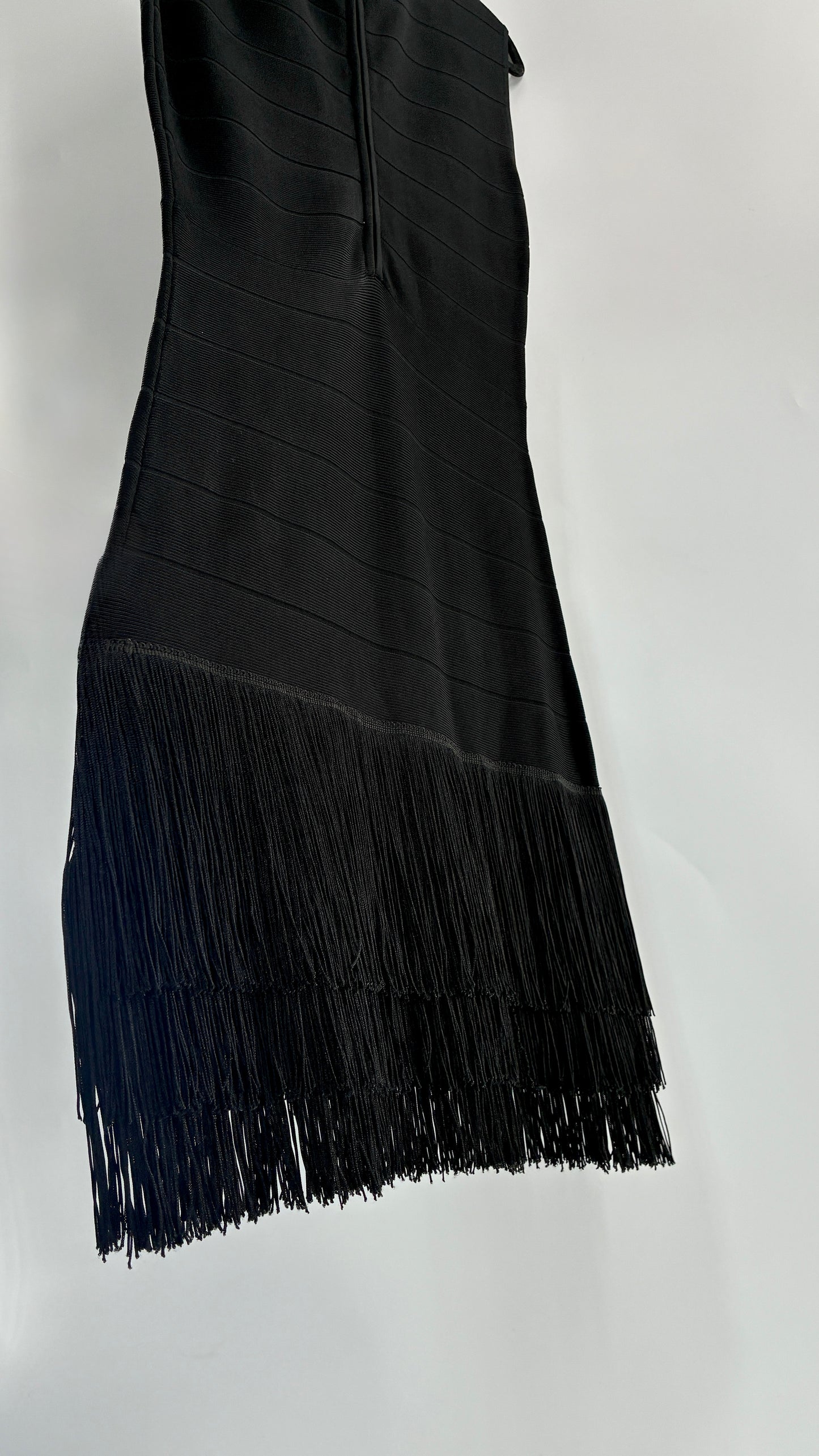 Vintage VENUS Black Bandage Mini Dress with Triple Layer Fringe Hem (10)