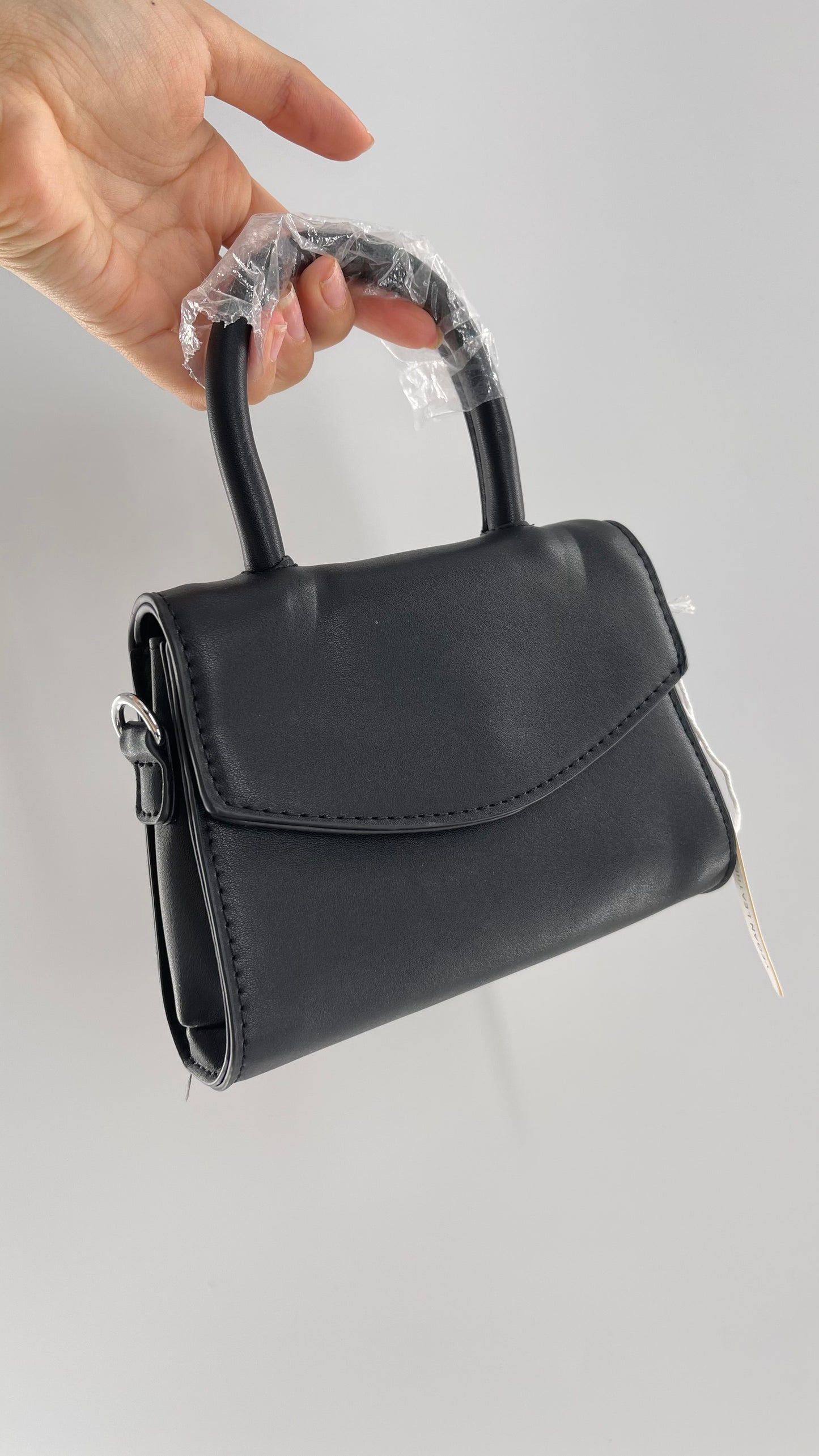 Urban Outfitters Black Vegan Leather Ultra Mini Purse with Detachable Crossbody Strap