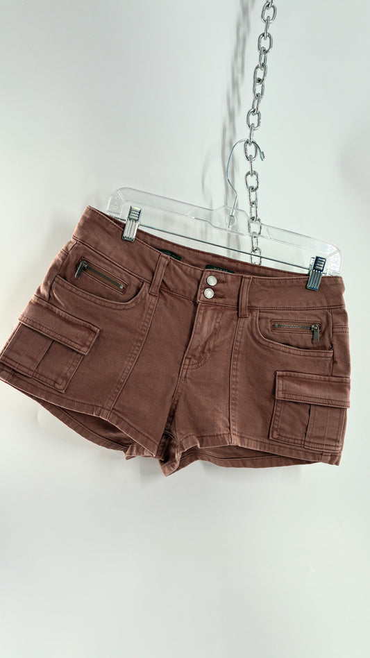 Low Rise Micro Mini Brown Cargo Short (Small)