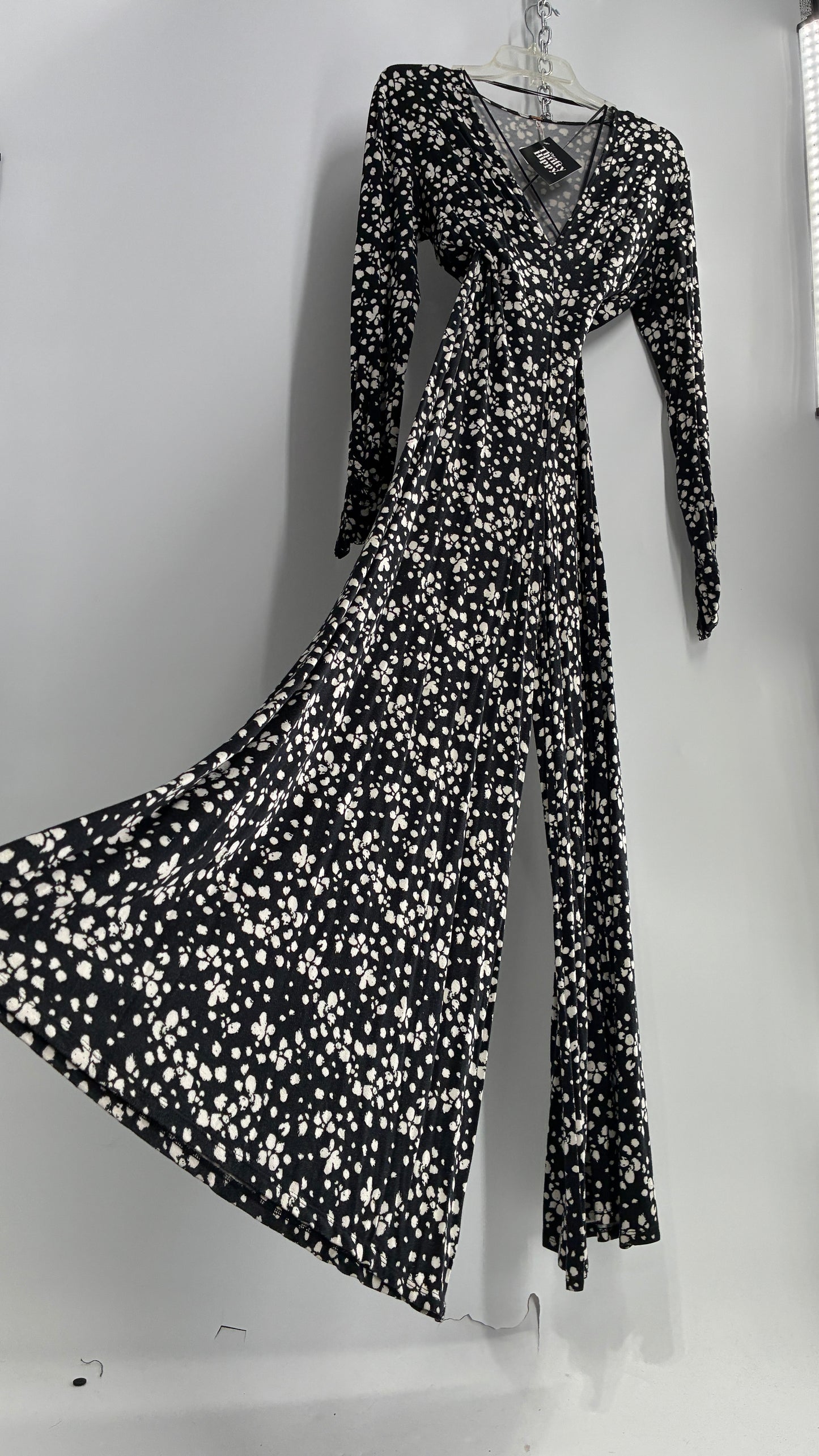Free People Black and White Polka Dotted Jumpsuit (2)