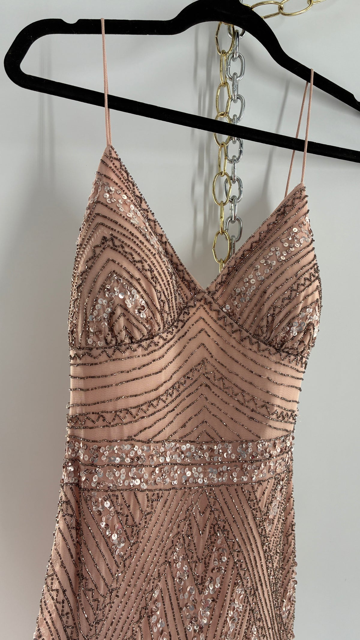 Vintage MARINA Dusty Pink Beaded Gown (2)