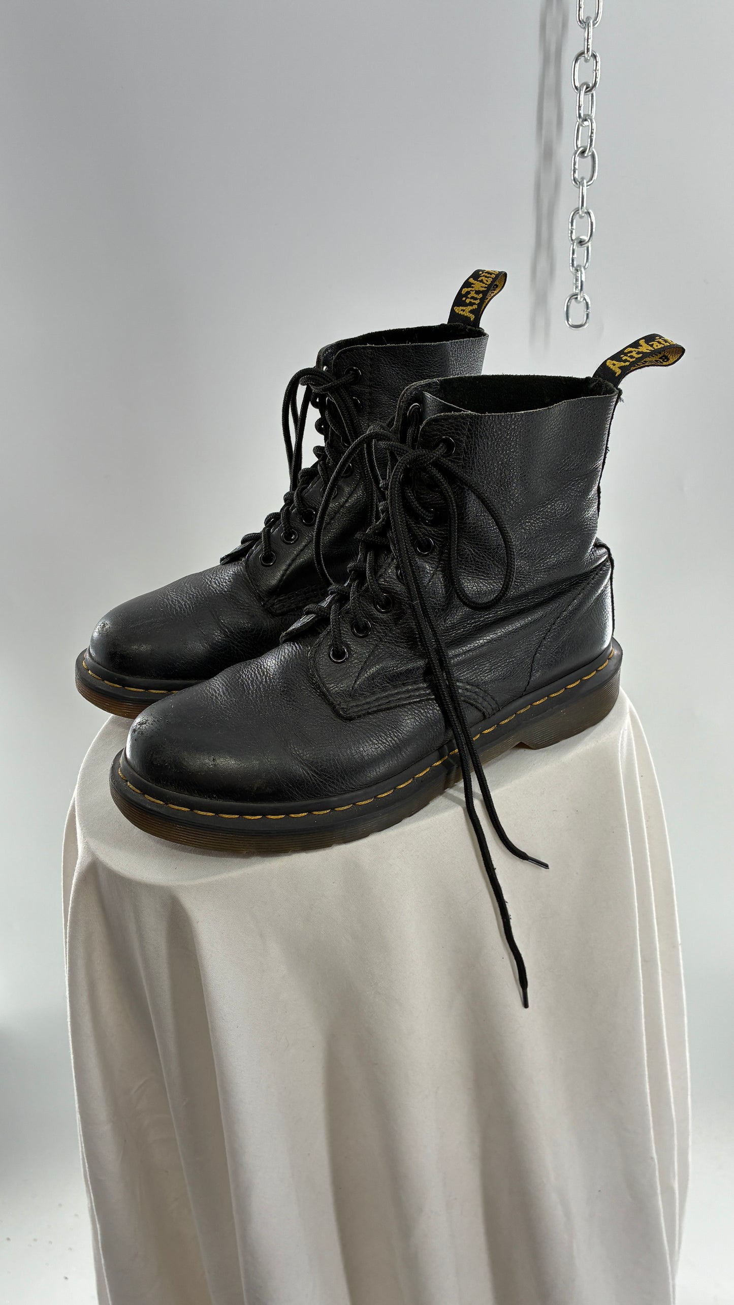 Vintage Dr. Martens 1460 Pascal Virginia Soft Leather Black Boots (8L)