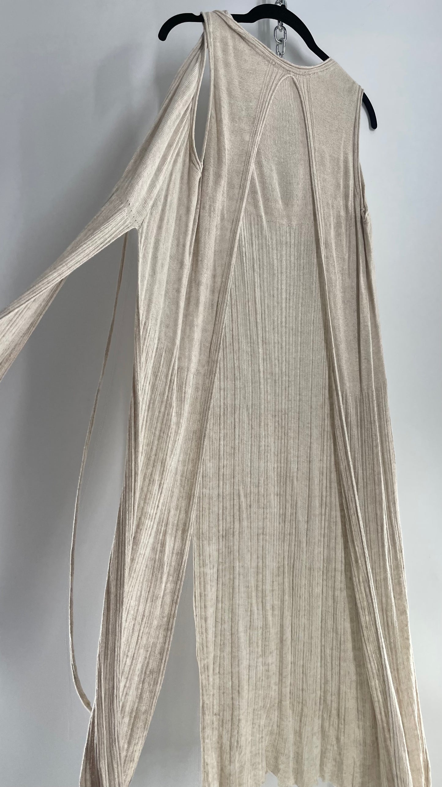 Free People Sleeveless Full Length Knit Beige Cape (XS)