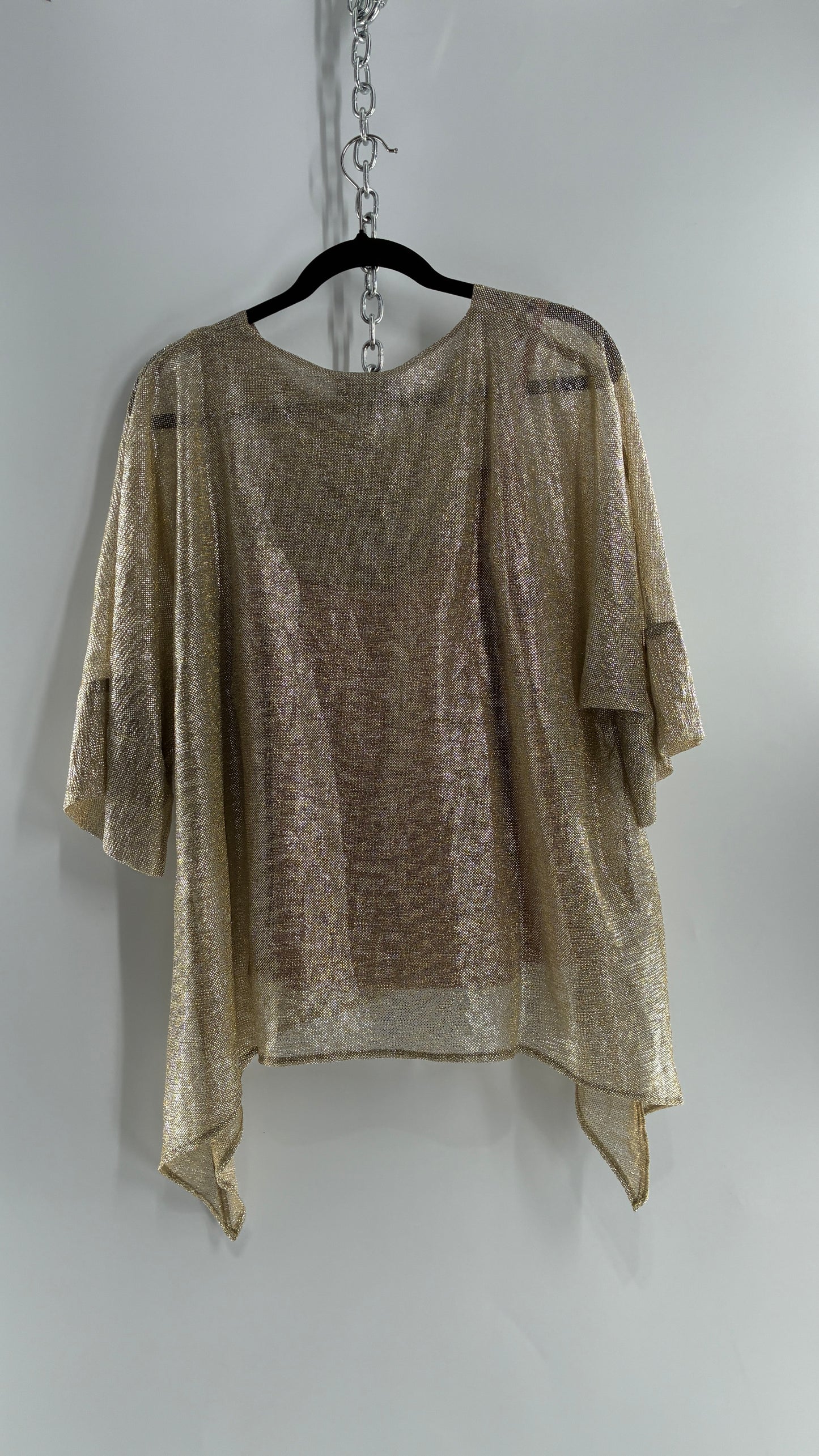 DASH & DOT Gold and Silver Metallic Shimmer Boxy Top with Tags Attached (Medium)