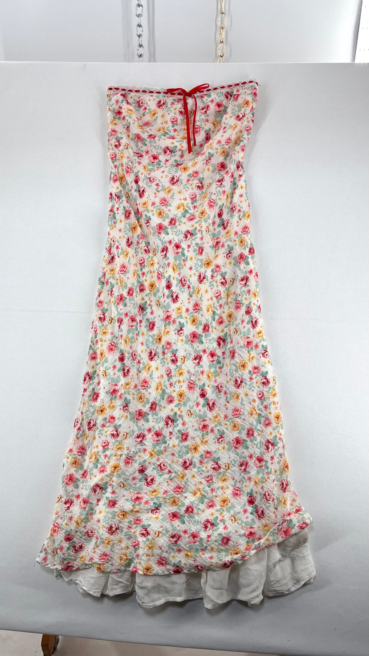 JESSICA SIMPSON Floral Crimped Tube Dress with Ribbon Detail  (Medium)