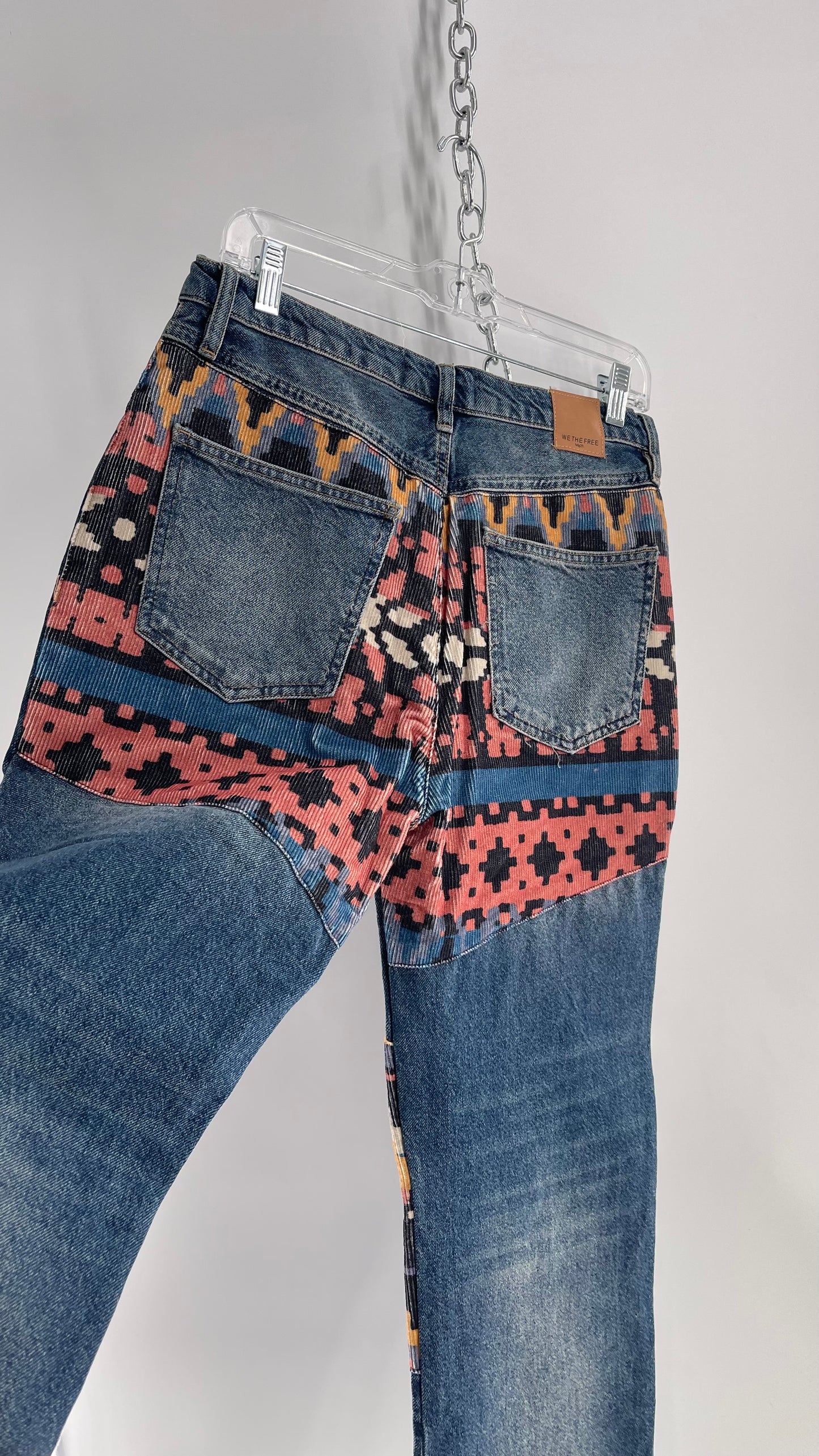 Free People Corduroy Geometric Knee and Bum Patch Jeans (28)