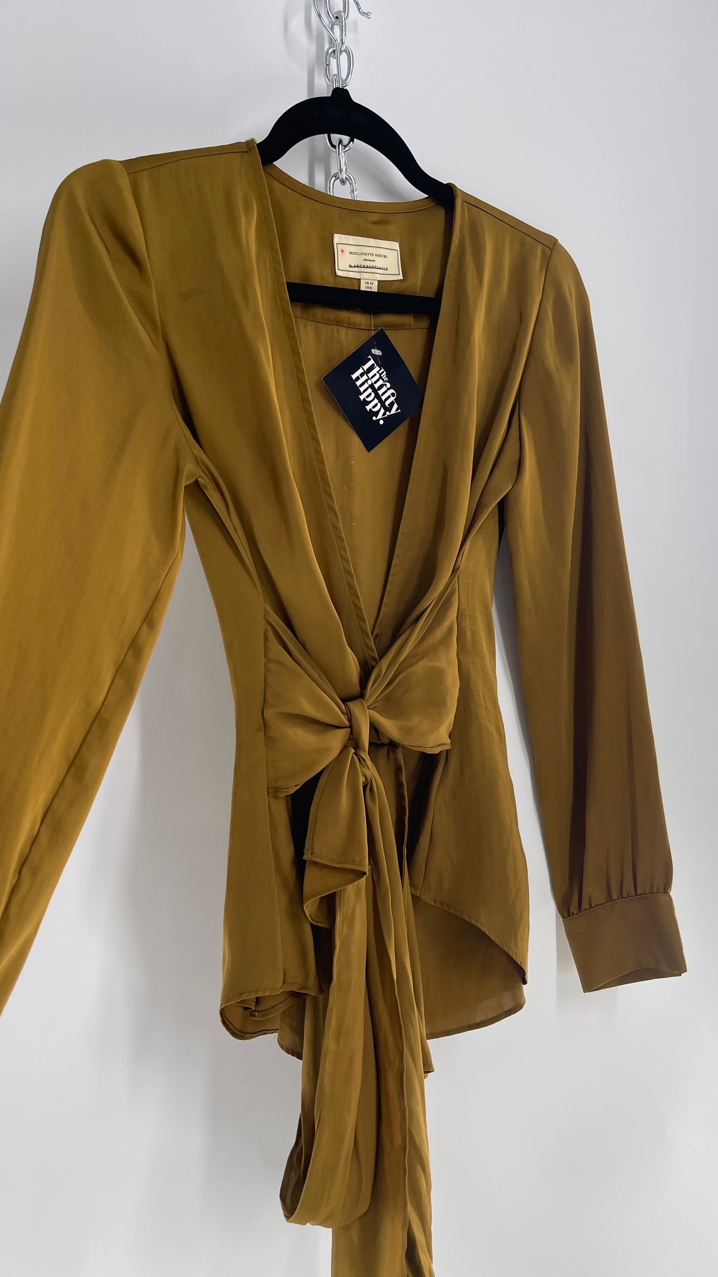 Moulinette Soeurs Anthropologie Silky Wrap Around Mustard Blouse (0)